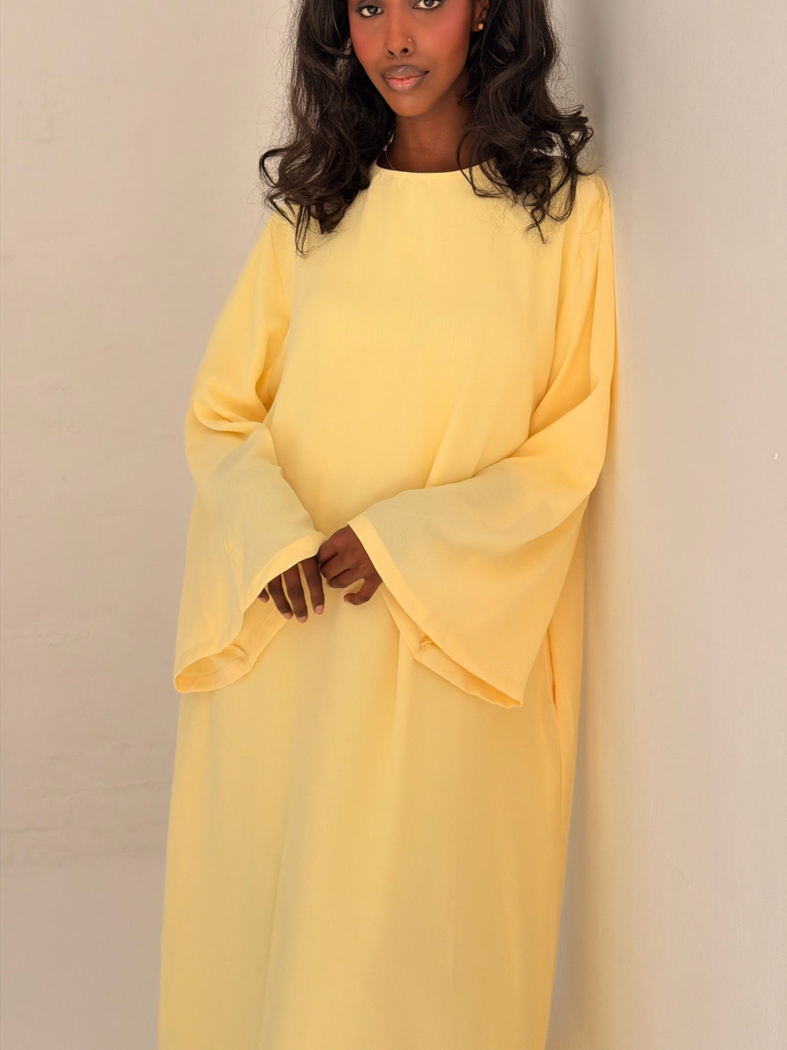 Butter Yellow Spanish Sleeve Abaya