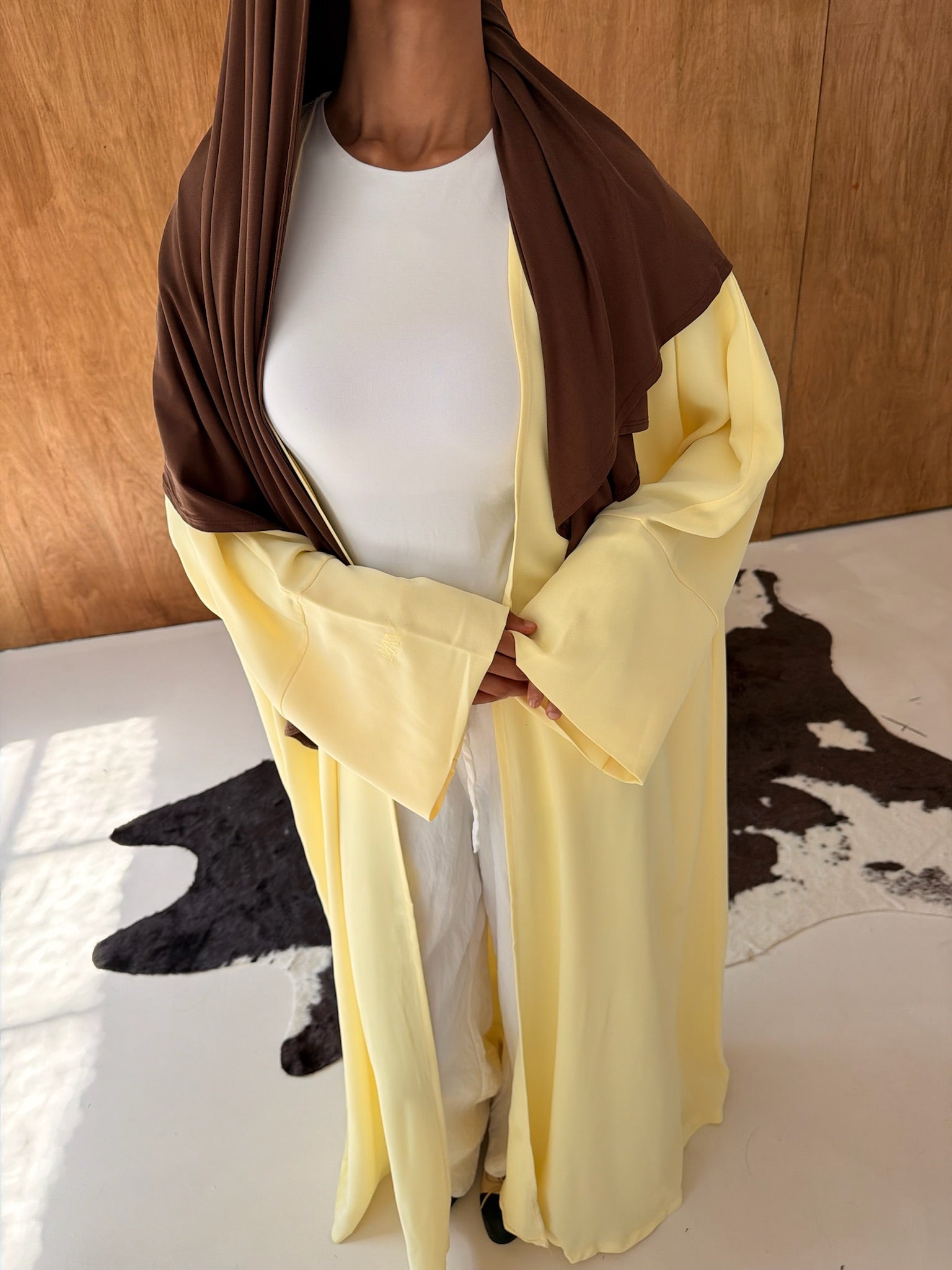 Butter Yellow Open Abaya