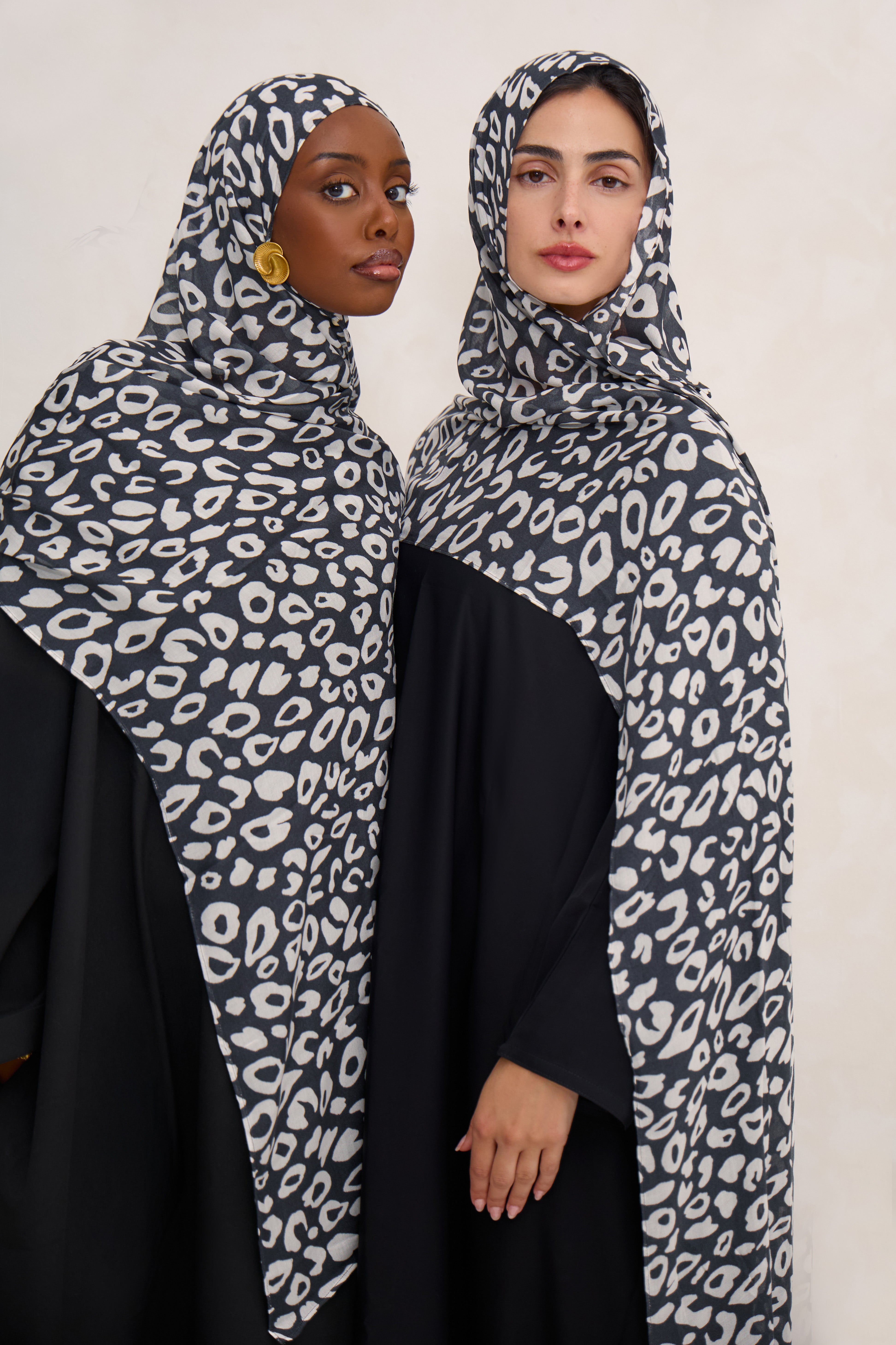 Black Printed Leopard Modal Hijab