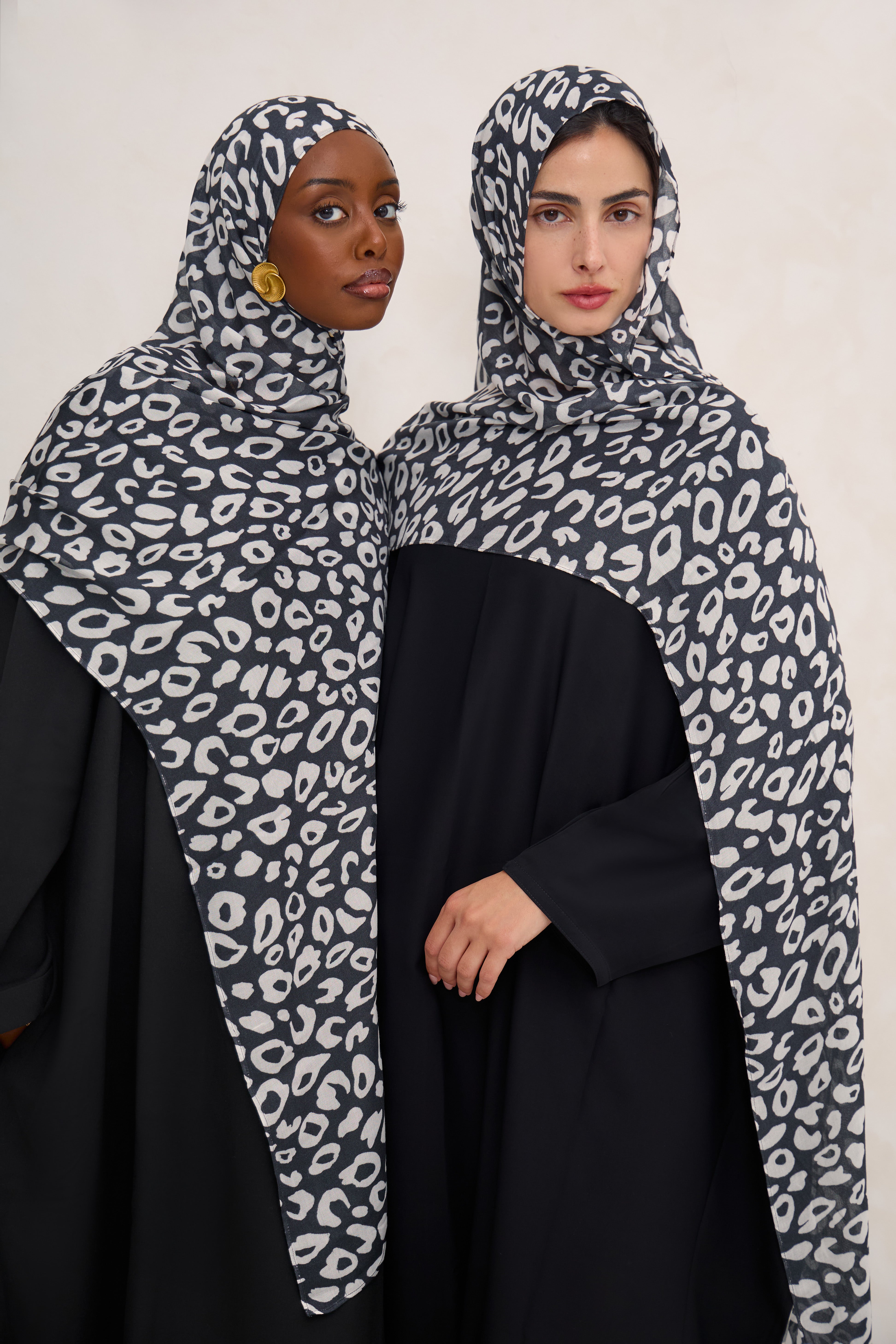 Black Printed Leopard Modal Hijab
