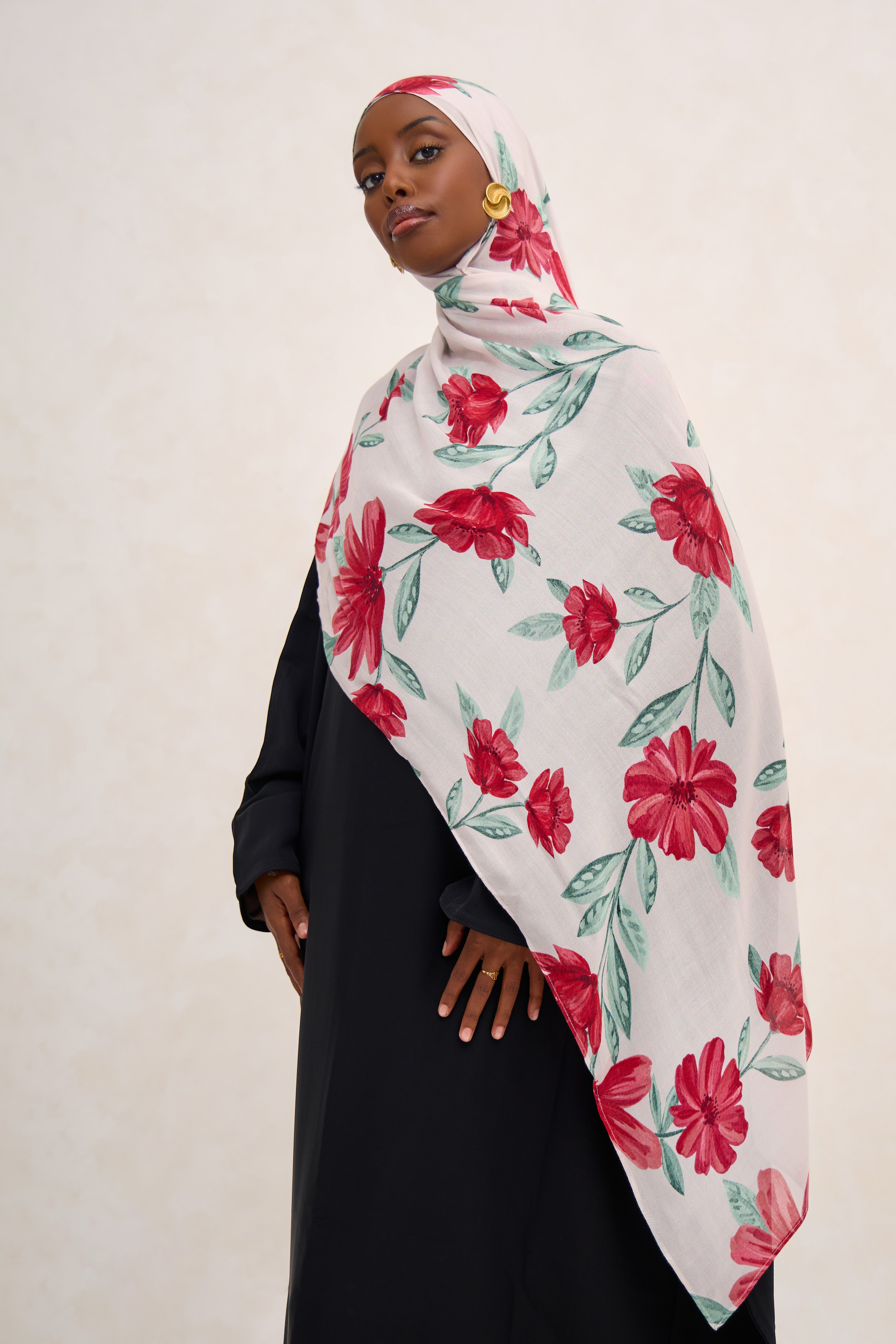 Wild Flower Printed Floral Modal Hijab