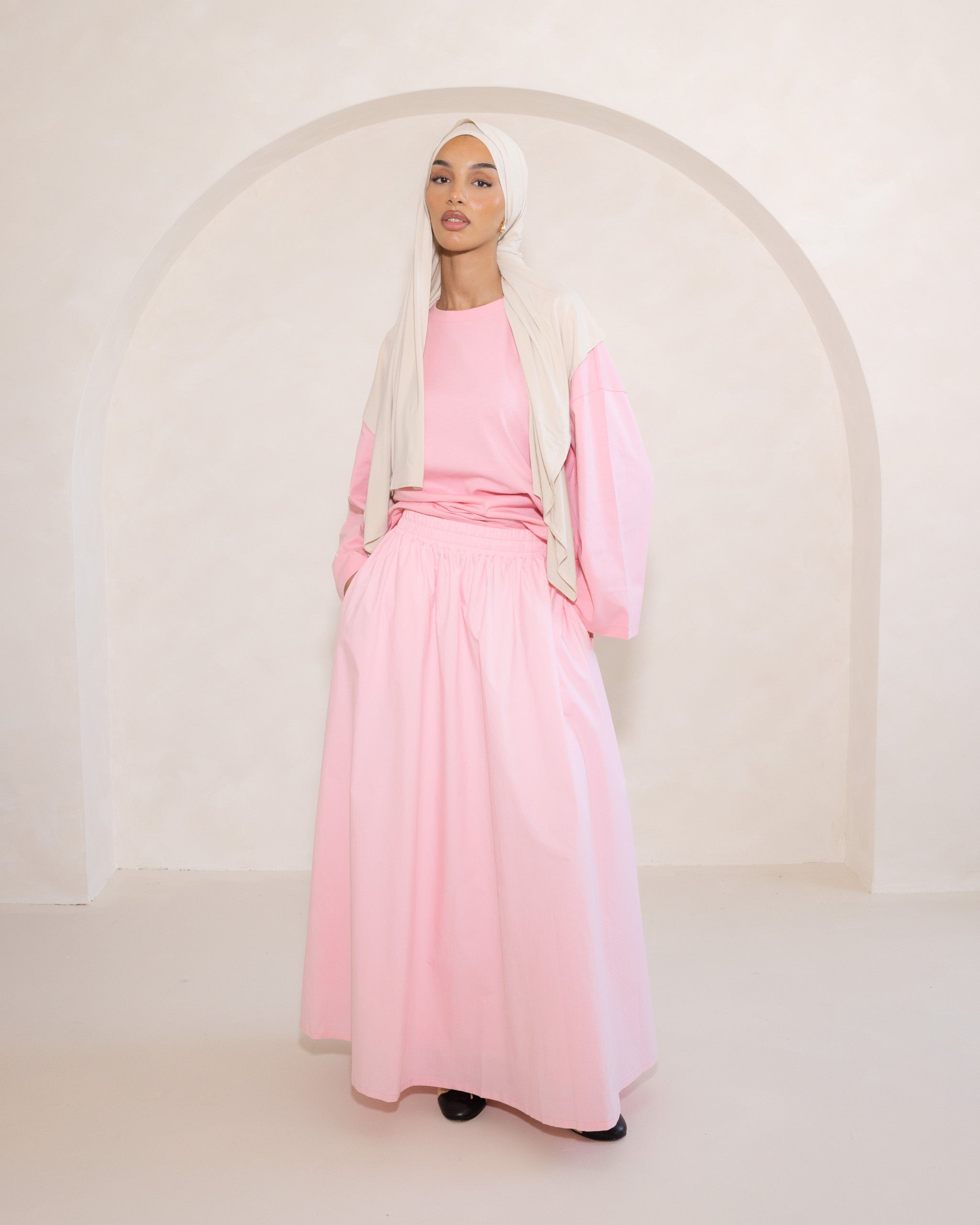 Pink Poplin Cotton Skirt