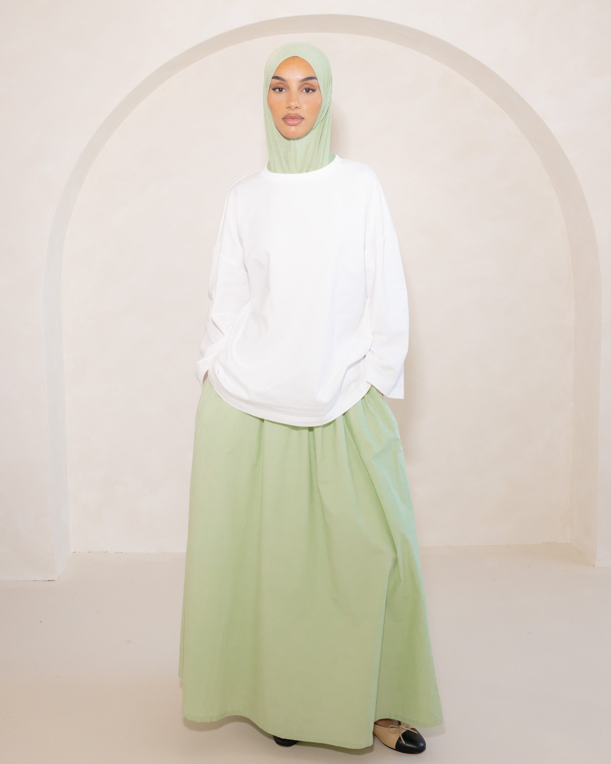 Mint Poplin Cotton Skirt