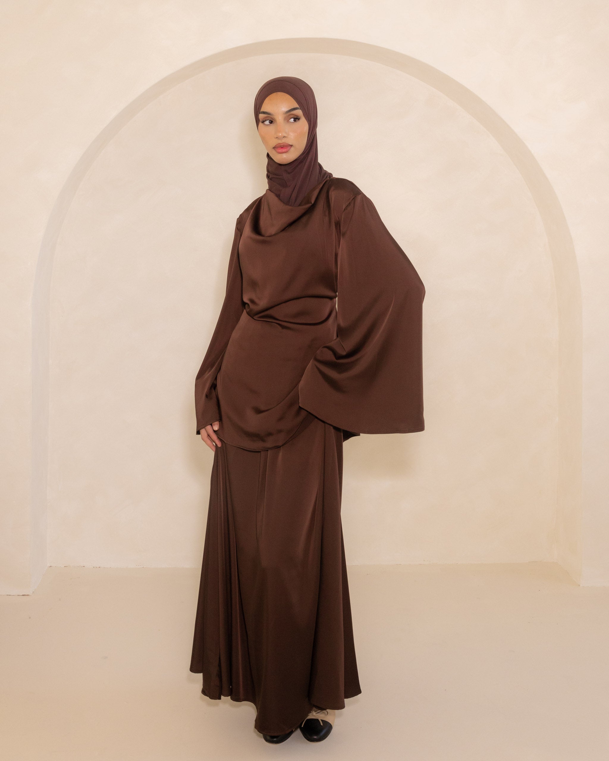 Espresso Satin Skirt