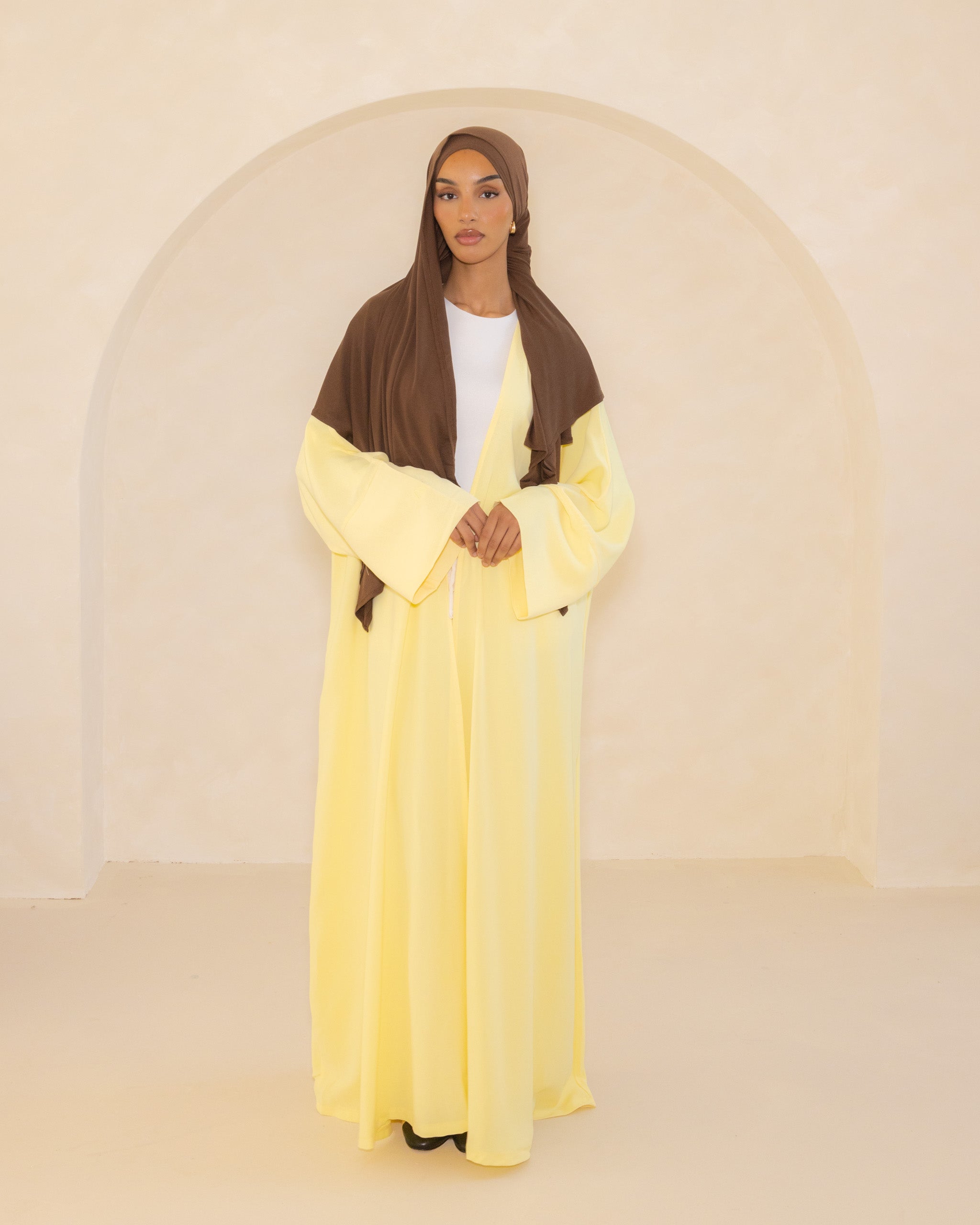 Butter Yellow Open Abaya
