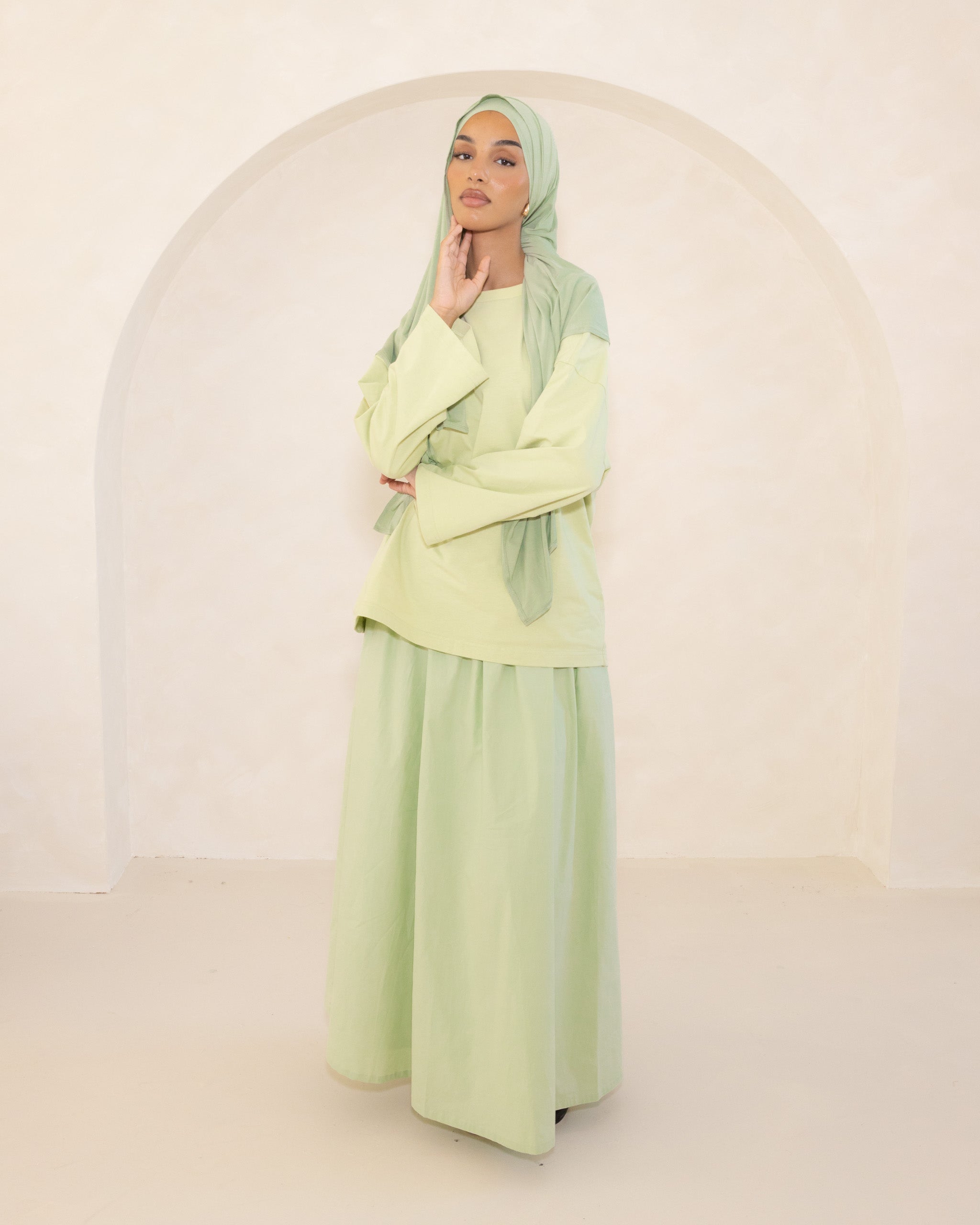 Mint Poplin Cotton Skirt