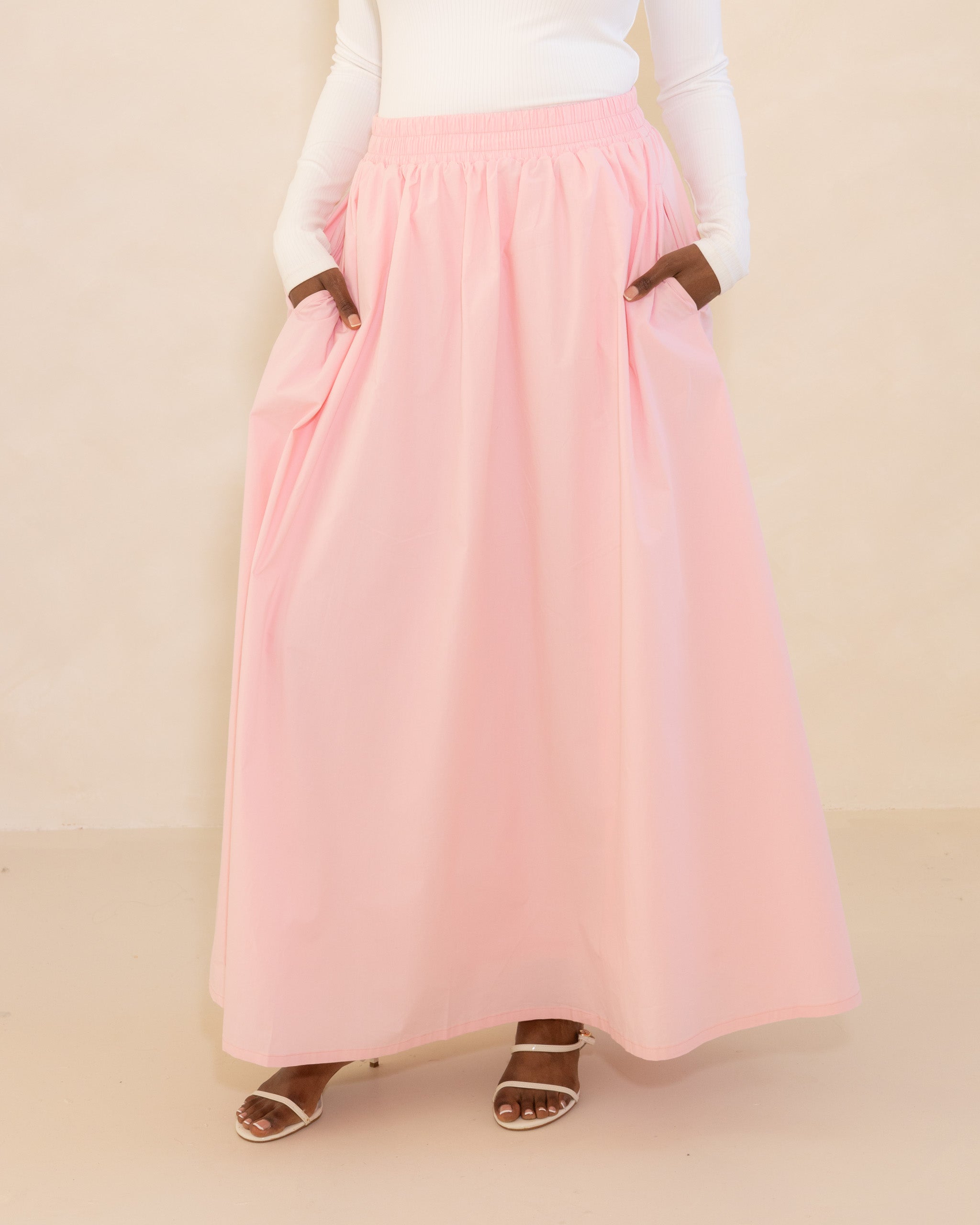 Pink Poplin Cotton Skirt