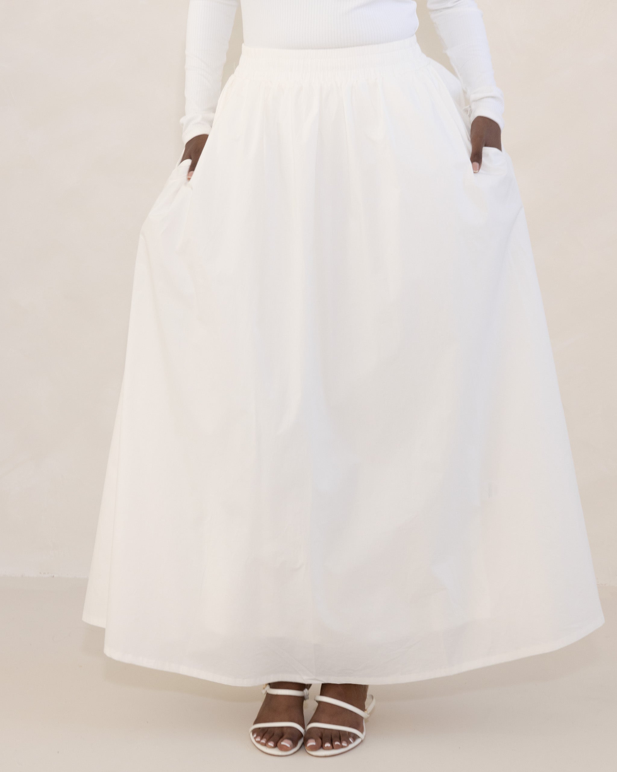 Off White Poplin Cotton Skirt