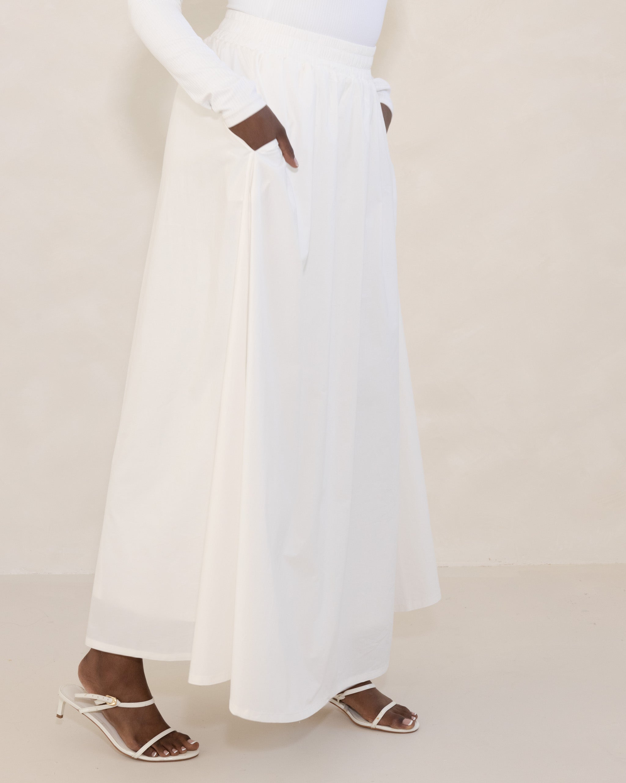 Off White Poplin Cotton Skirt