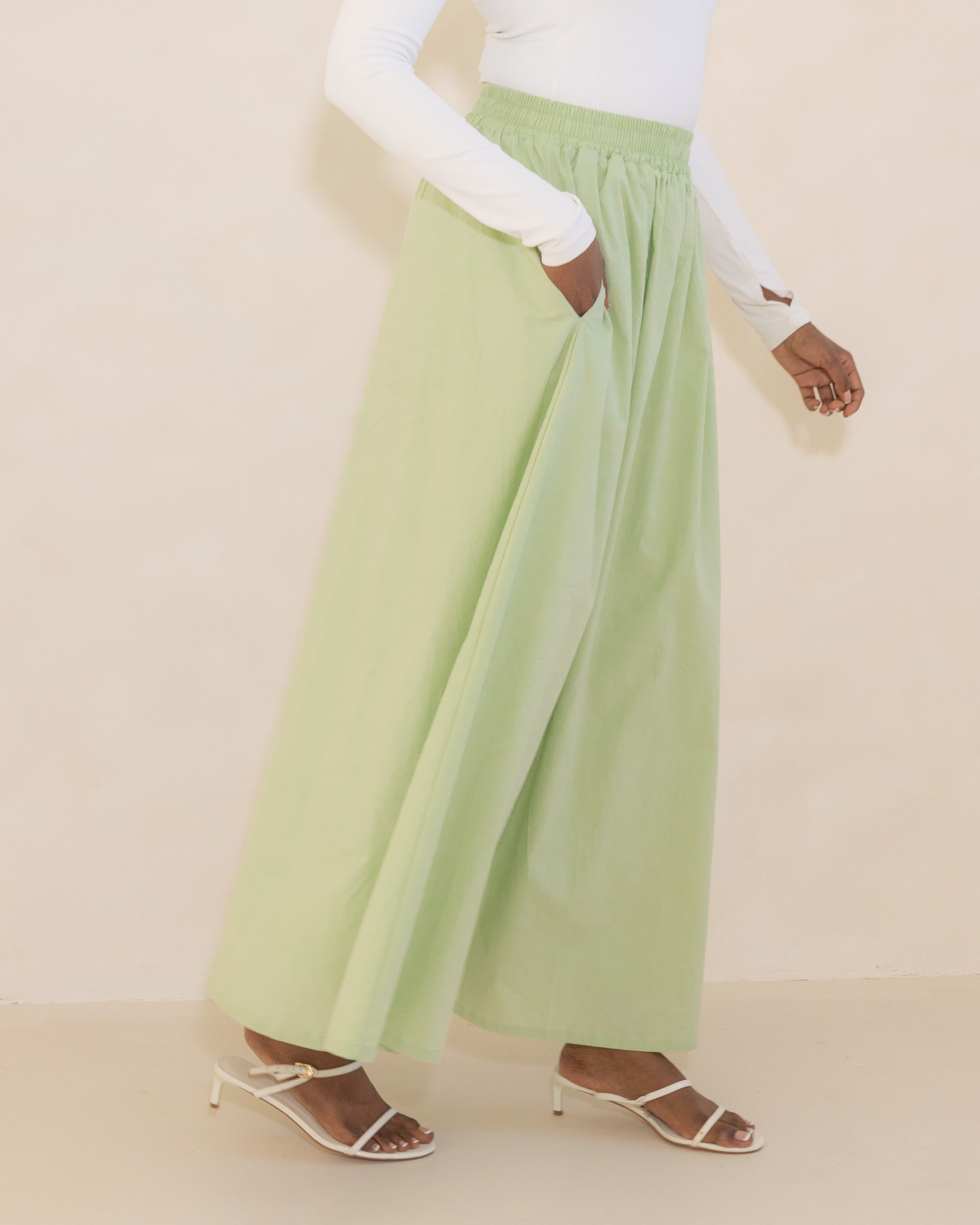Mint Poplin Cotton Skirt