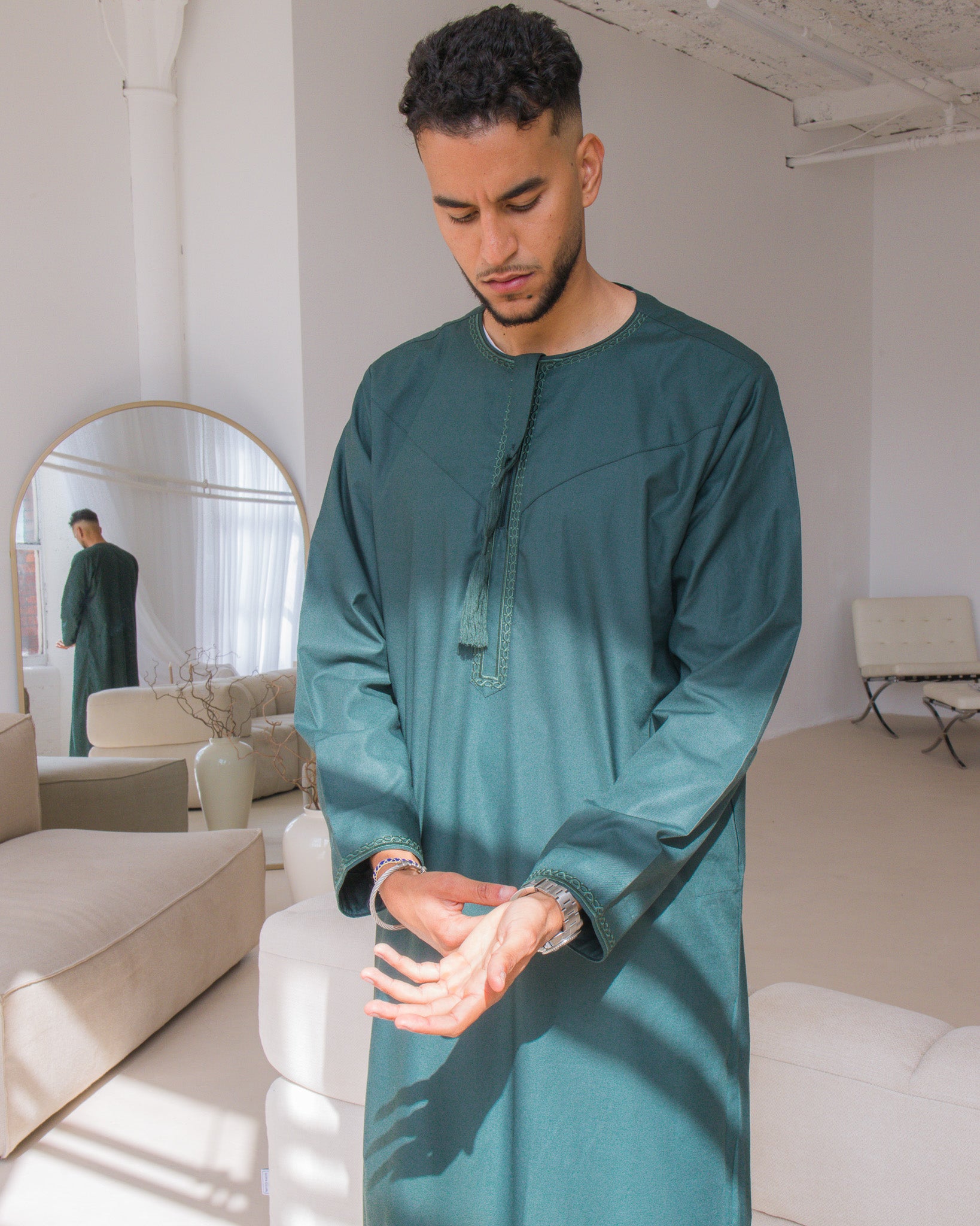 Premium Rayan Embroidered Thobe Clearance