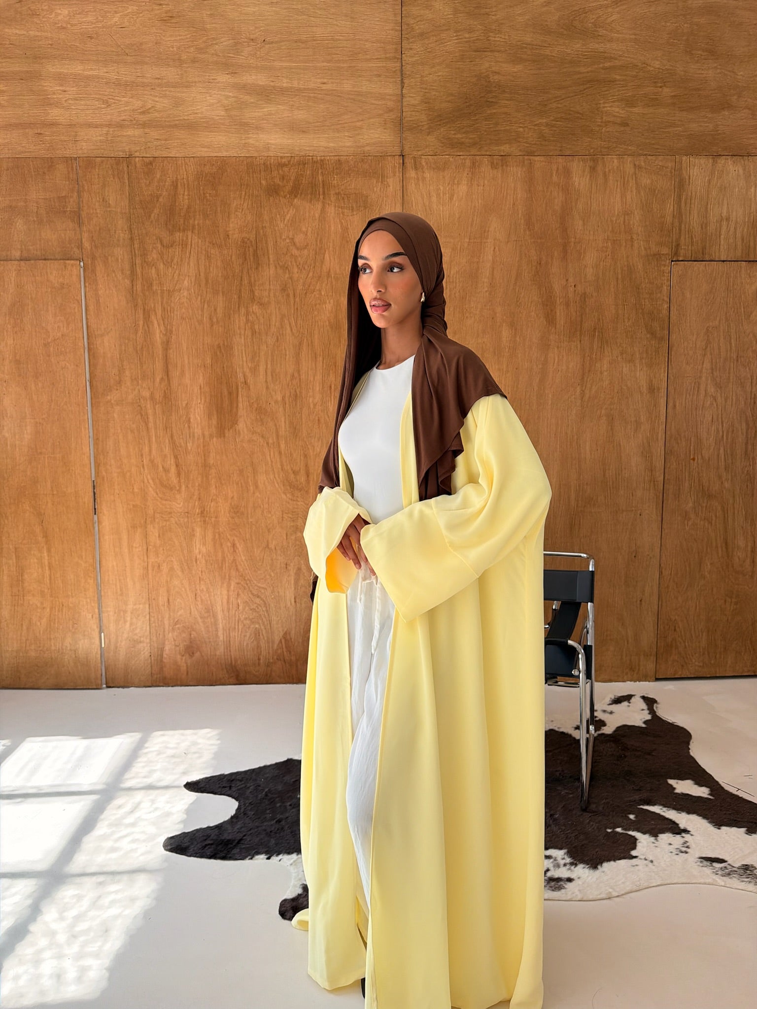 Butter Yellow Open Abaya