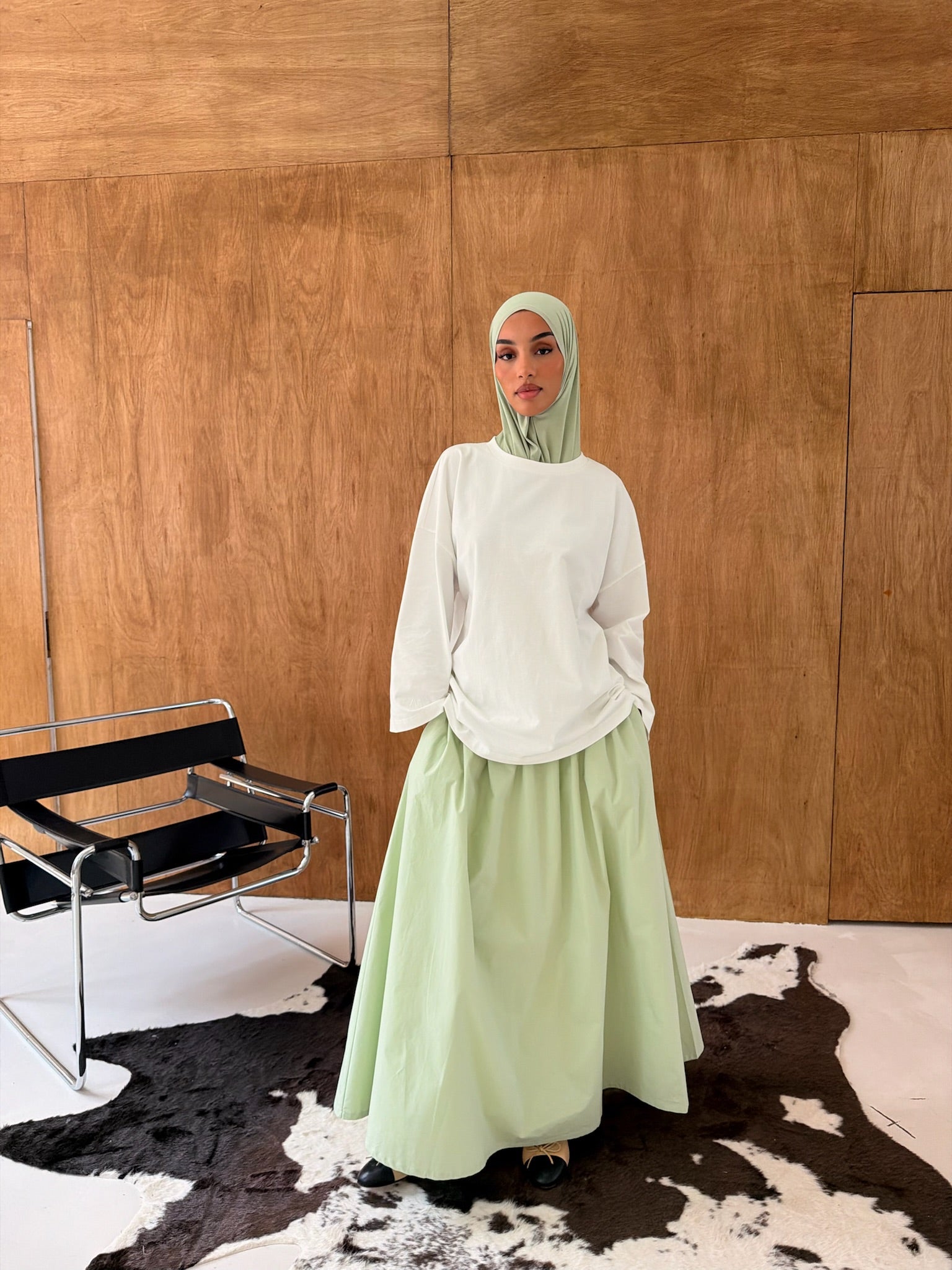 Mint Poplin Cotton Skirt