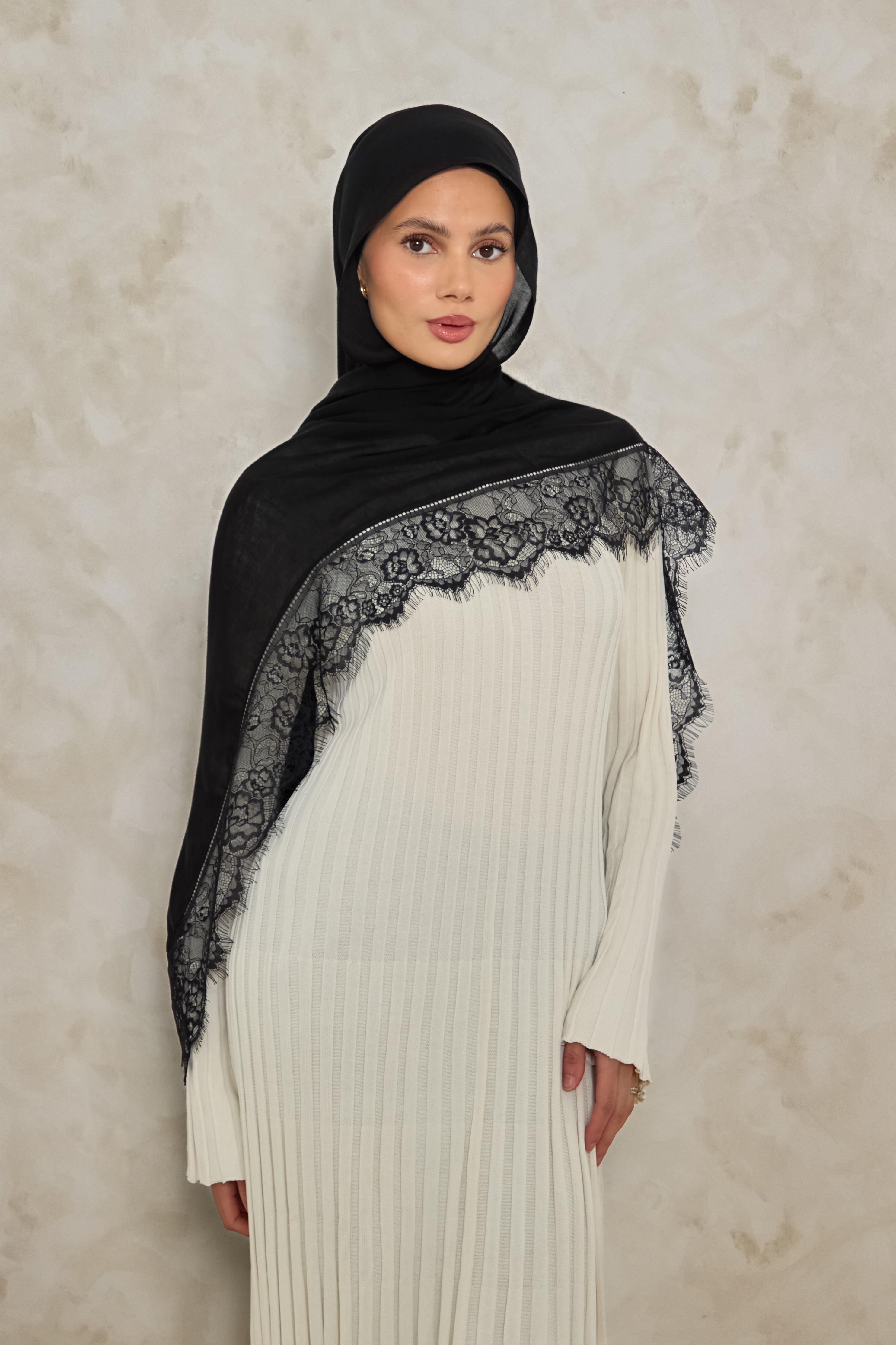 Black Lace Modal Hijab
