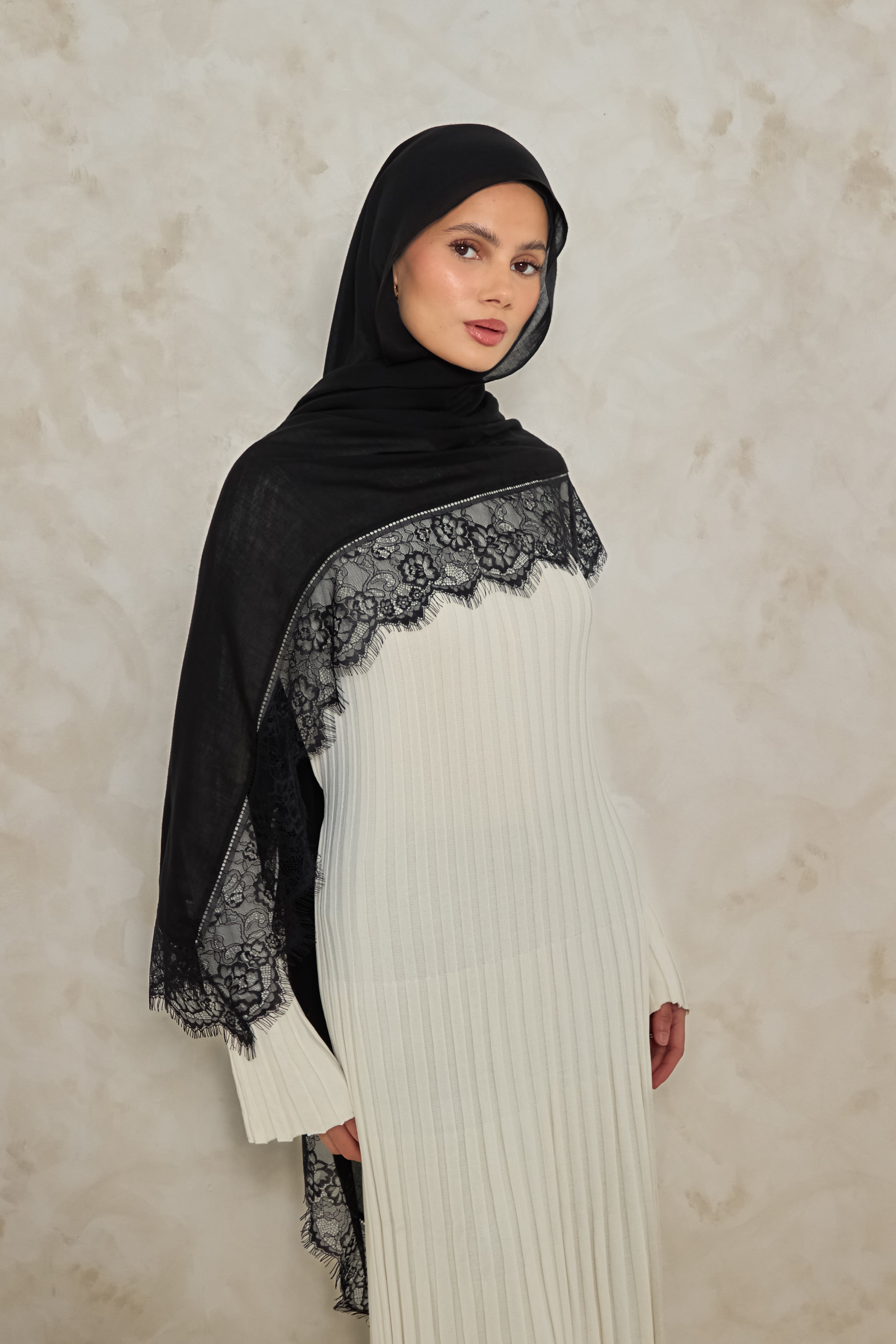 Black Lace Modal Hijab