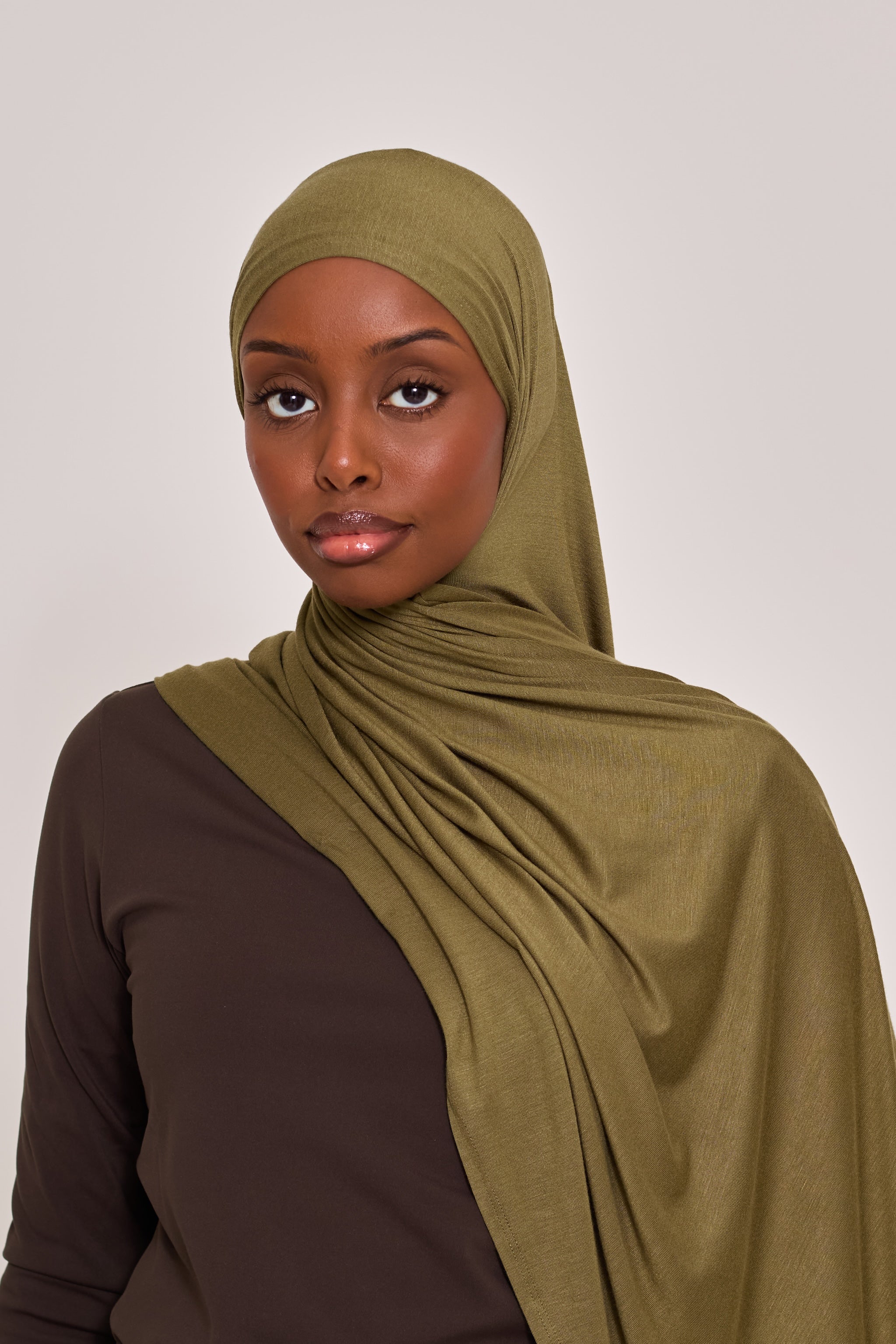 Khaki Cotton Jersey Hijab