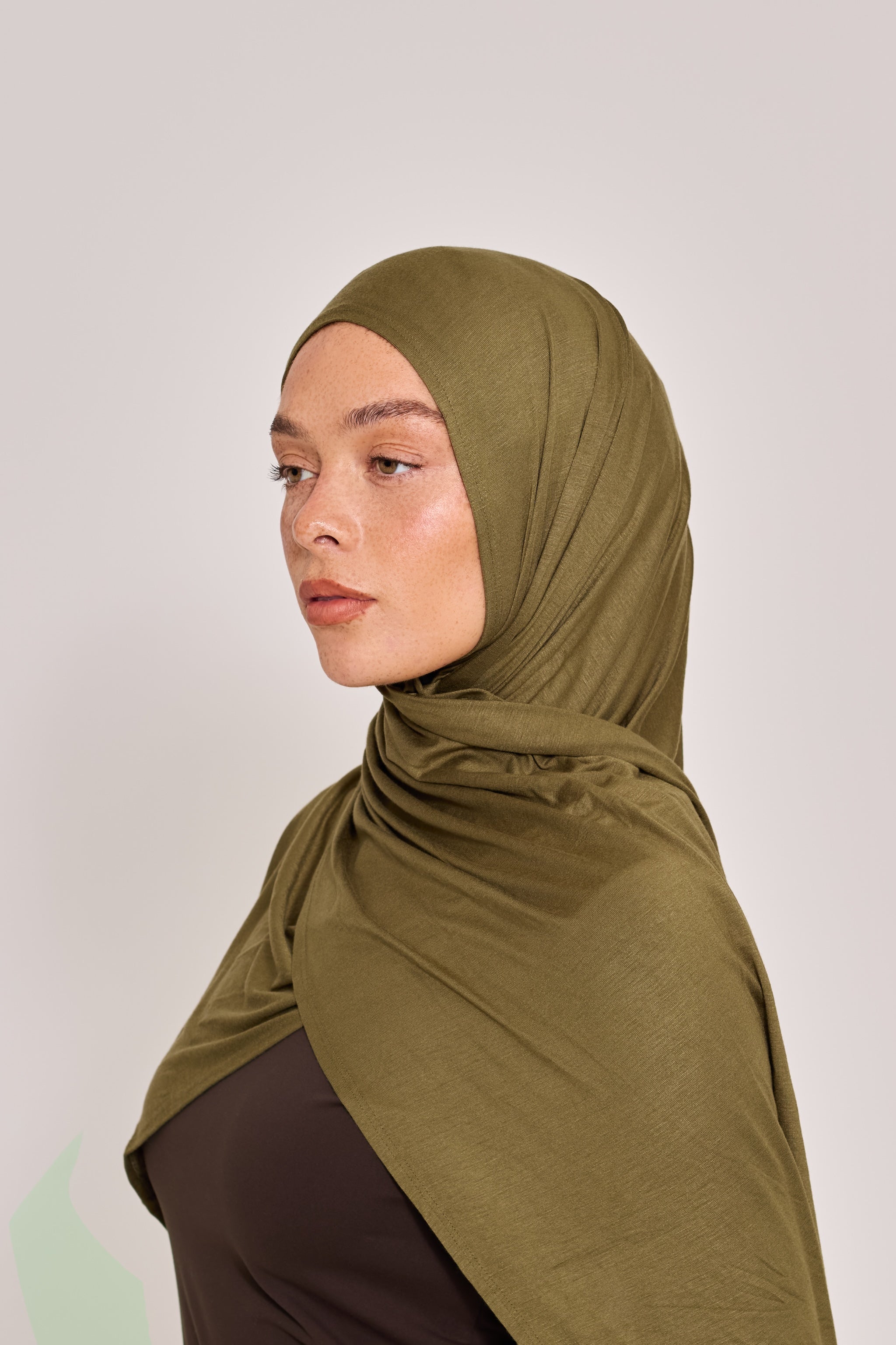 Khaki Cotton Jersey Hijab