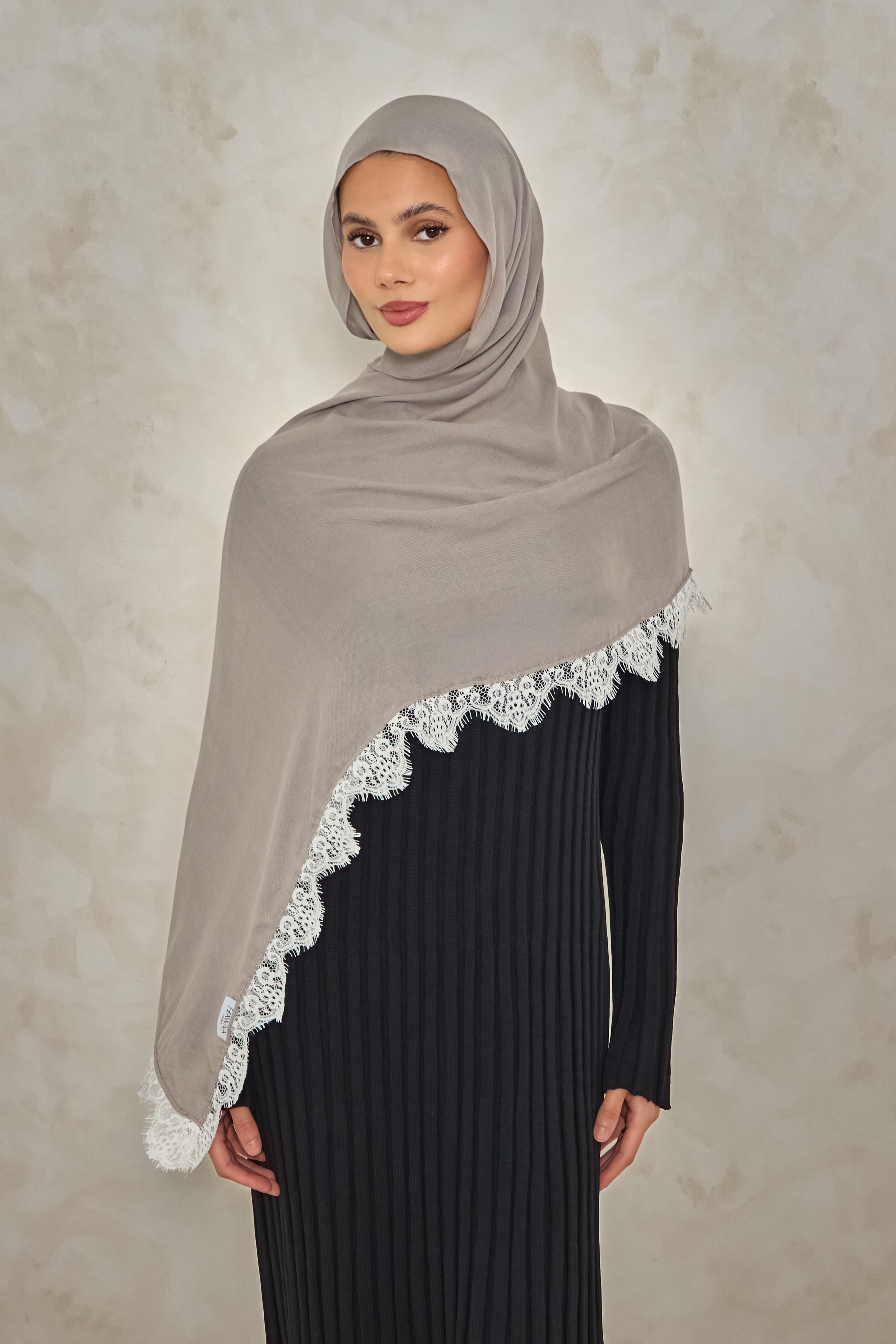 Stone Modal Lace Hijab