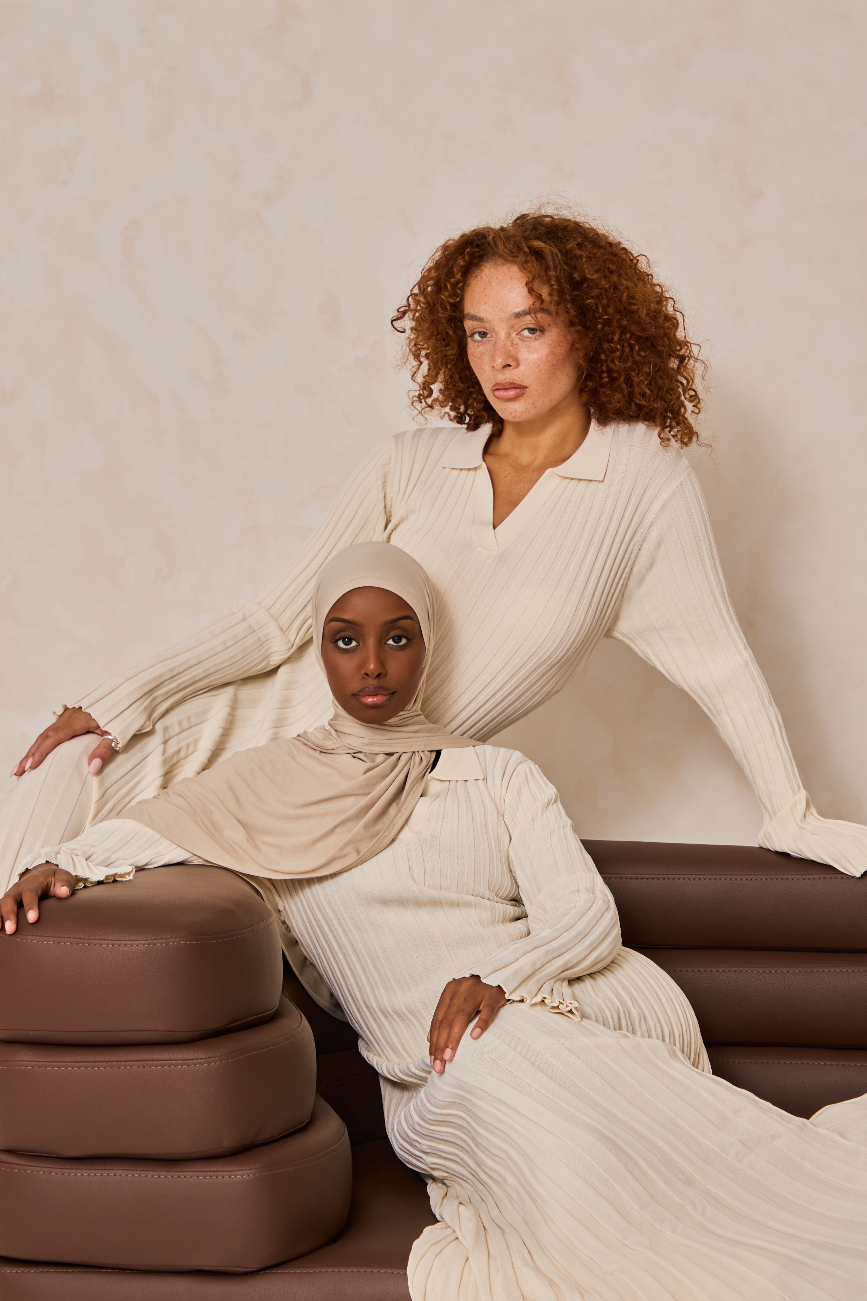 Creme Knit Rib Dress