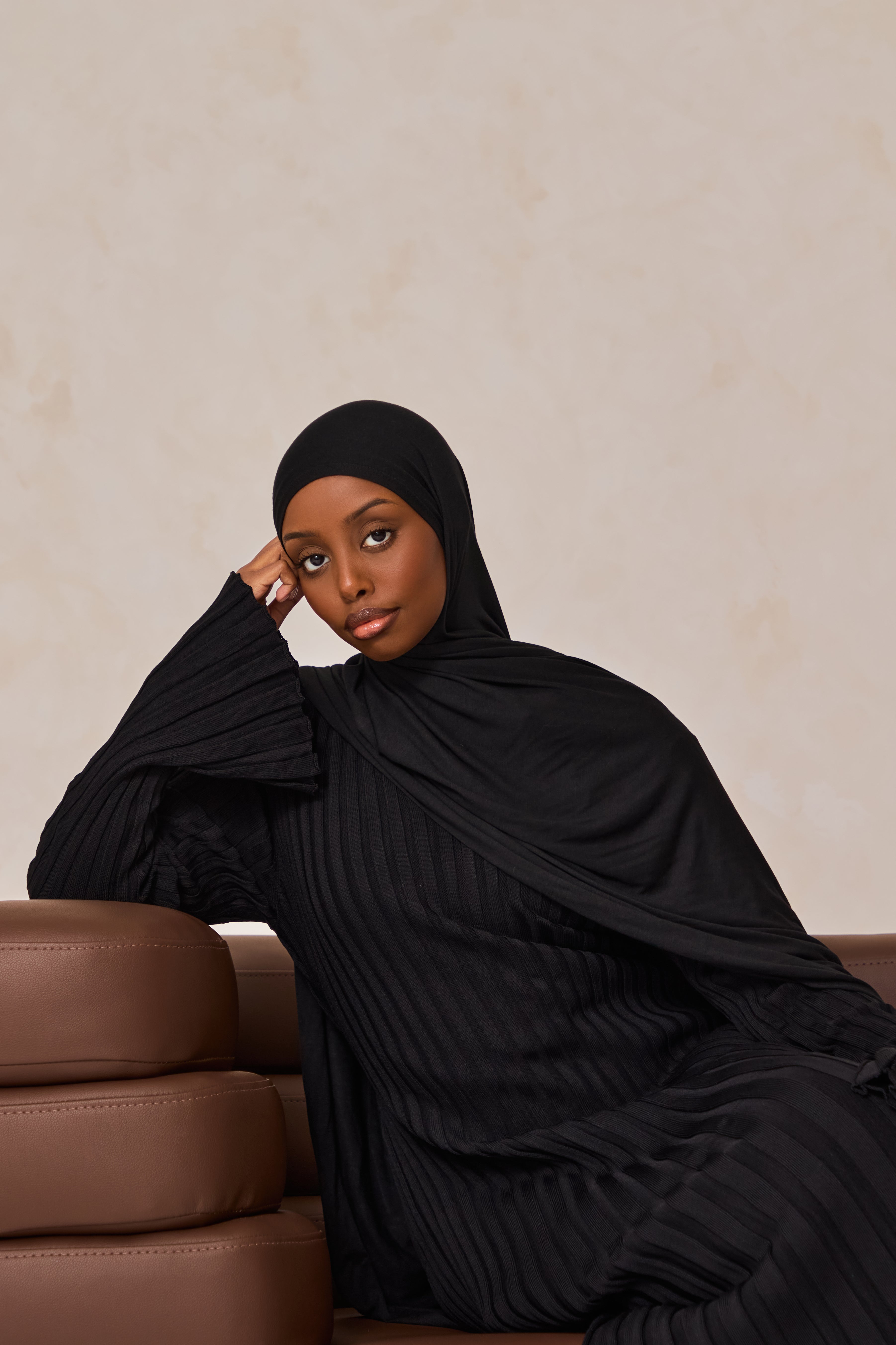 Black Knit Rib Dress