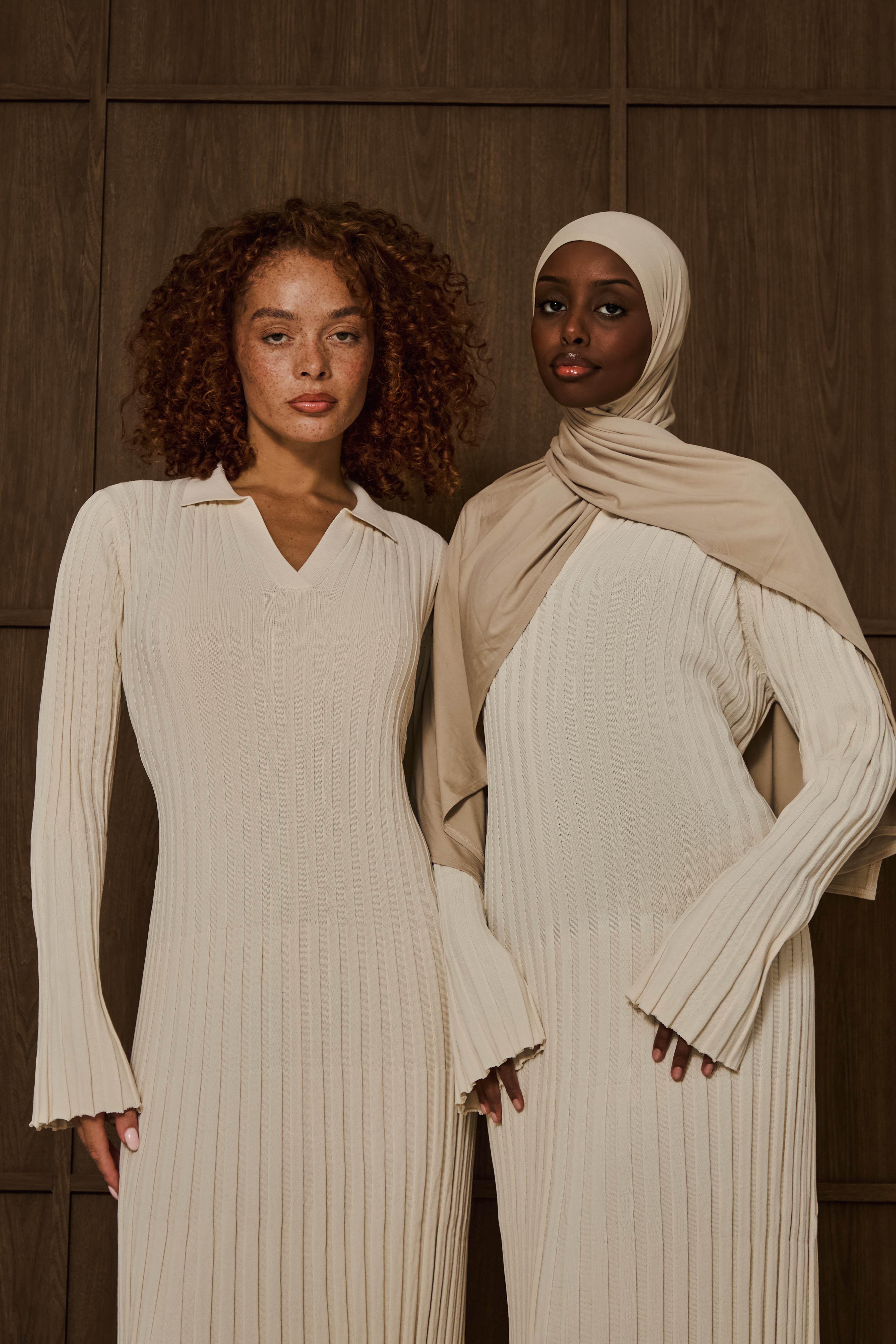 Creme Knit Rib Dress