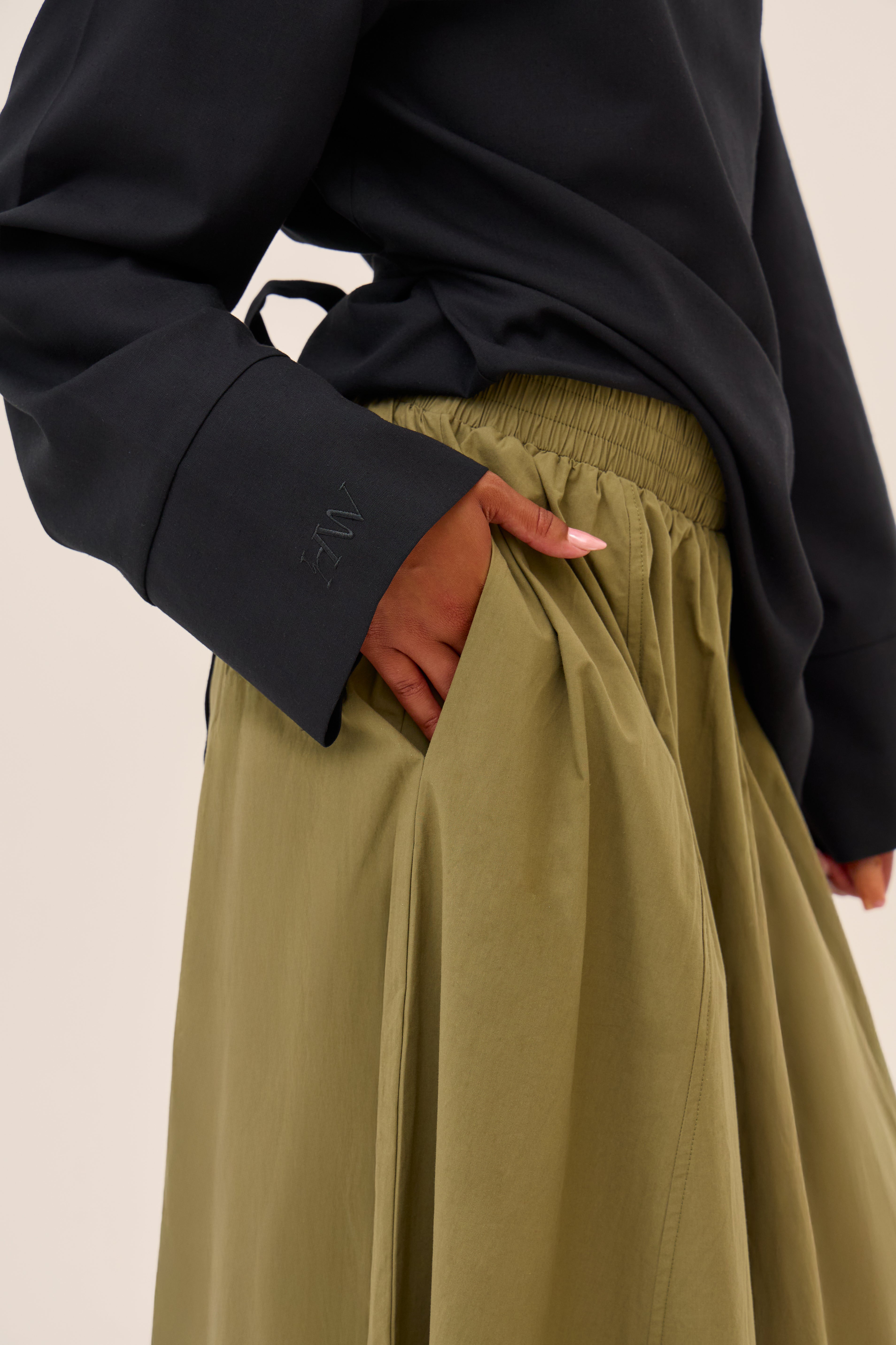 Green Poplin Cotton Skirt