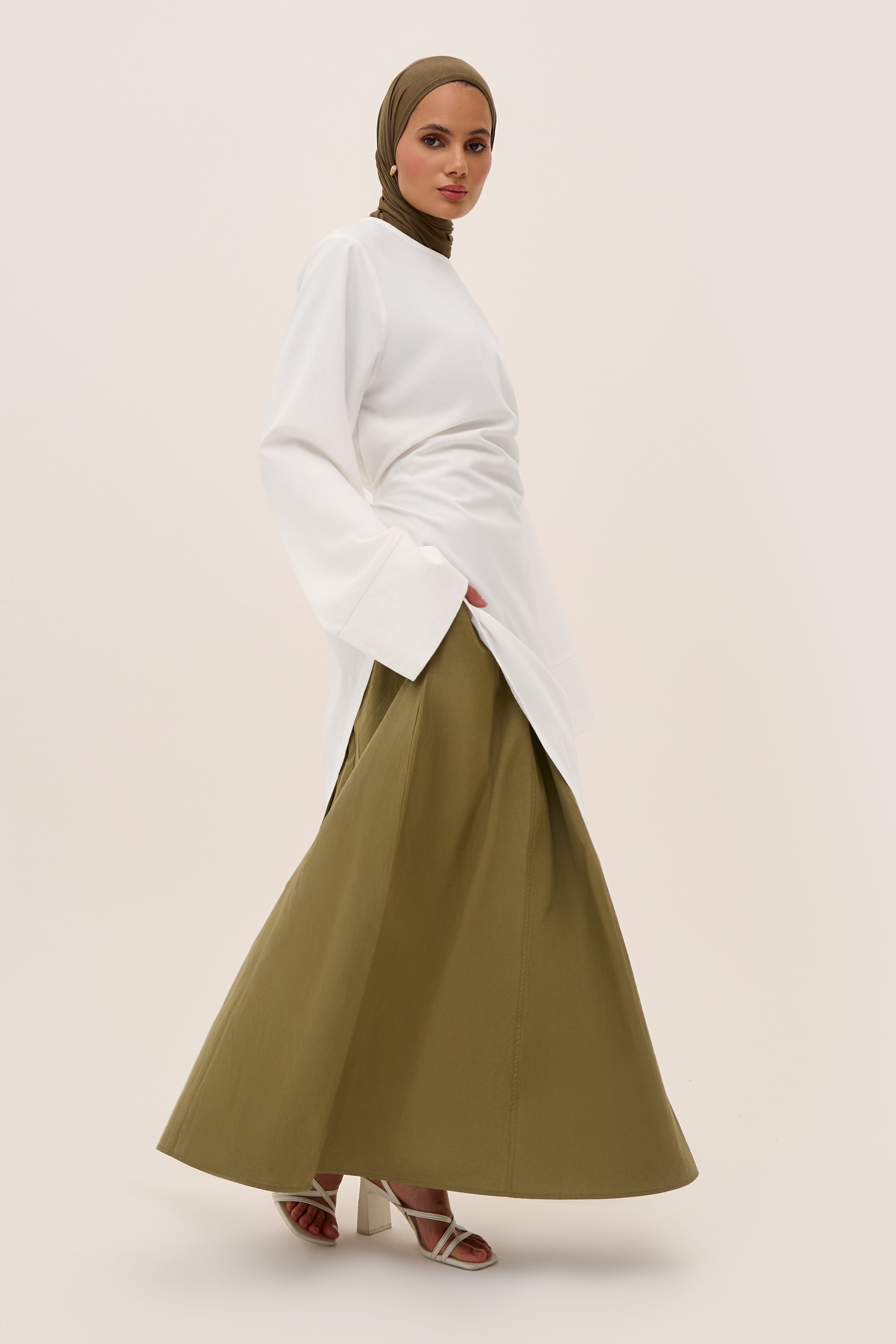 Green Poplin Cotton Skirt