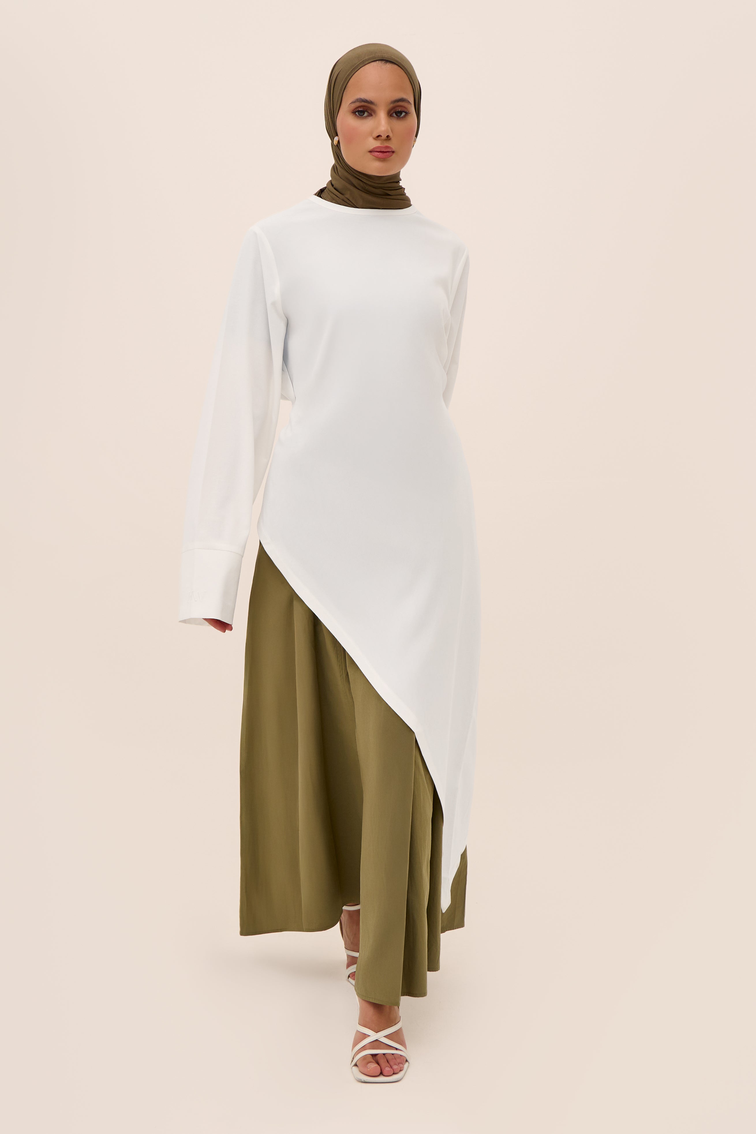 Creme Linen Asymmetric Top