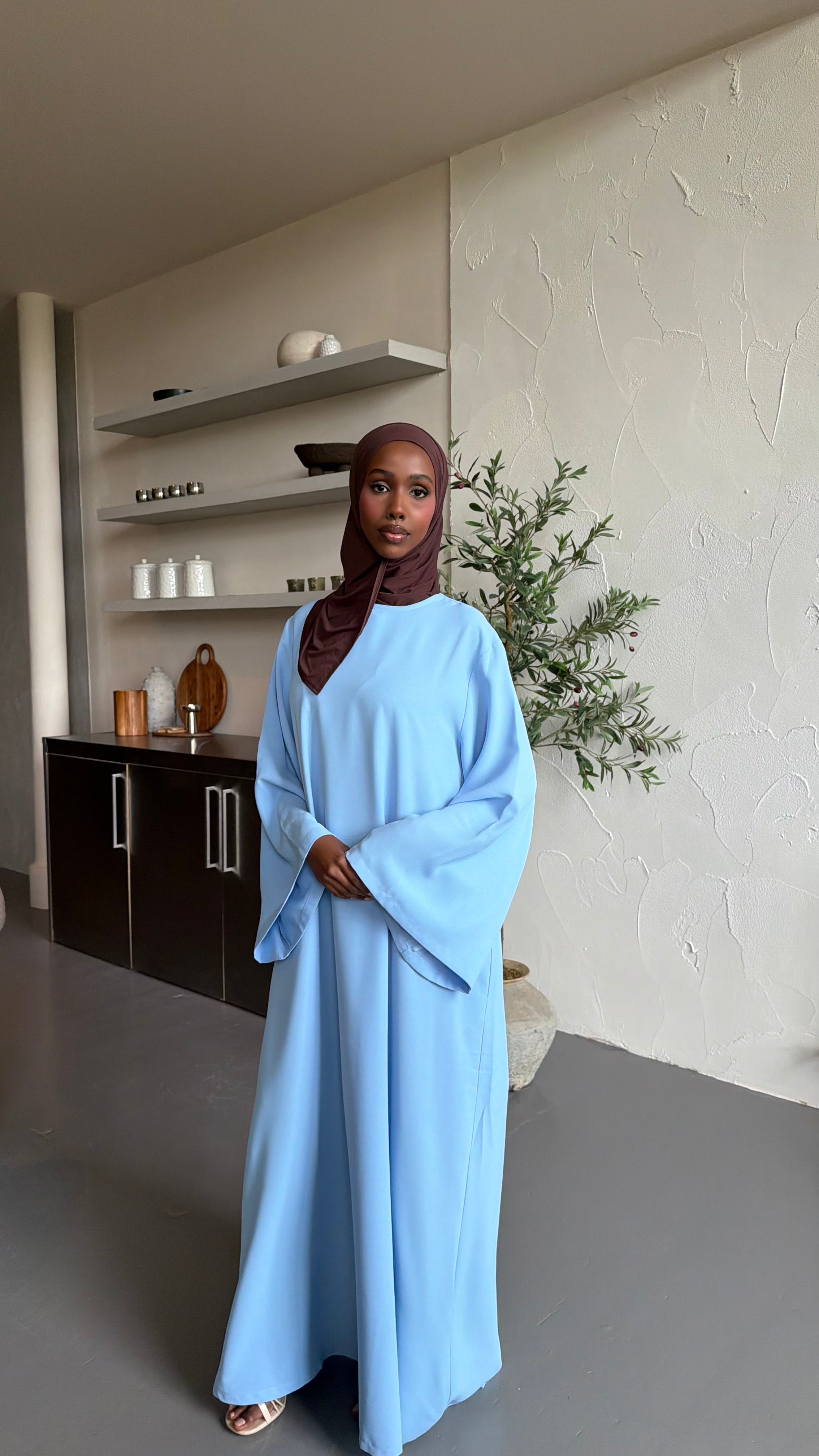 Pastel Blue Spanish Sleeve Abaya