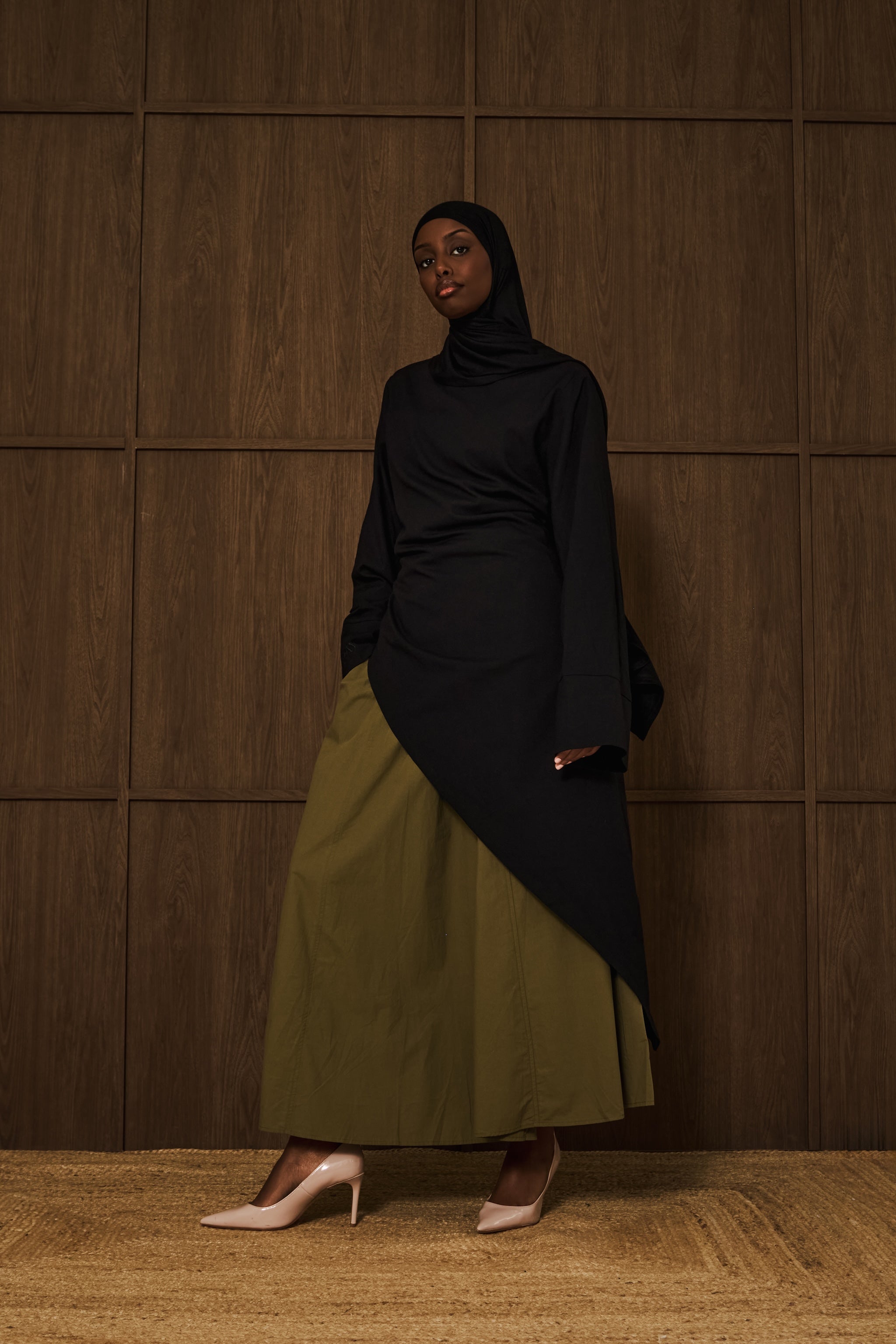 Green Poplin Cotton Skirt