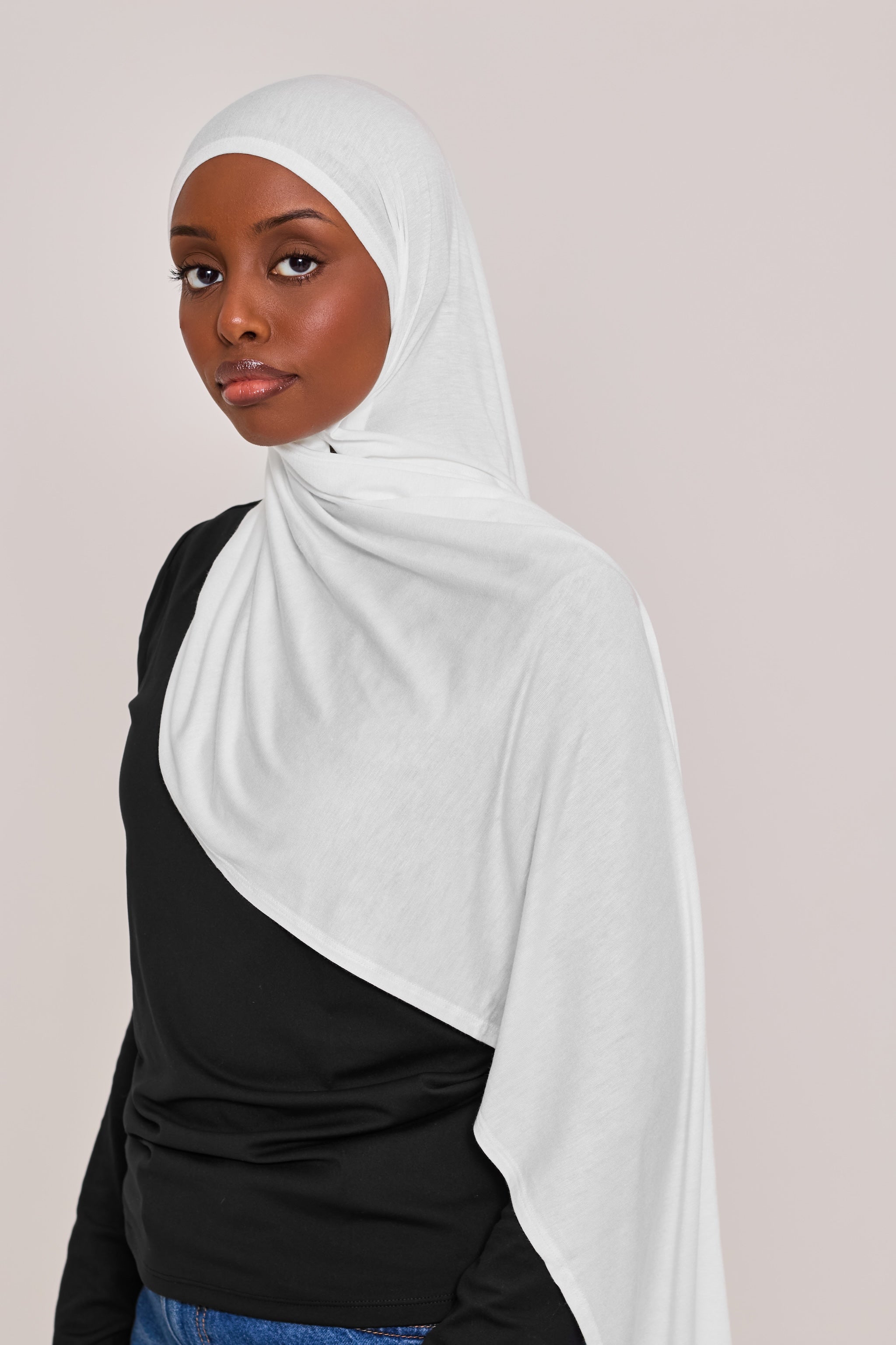 Off White Cotton Jersey Hijab