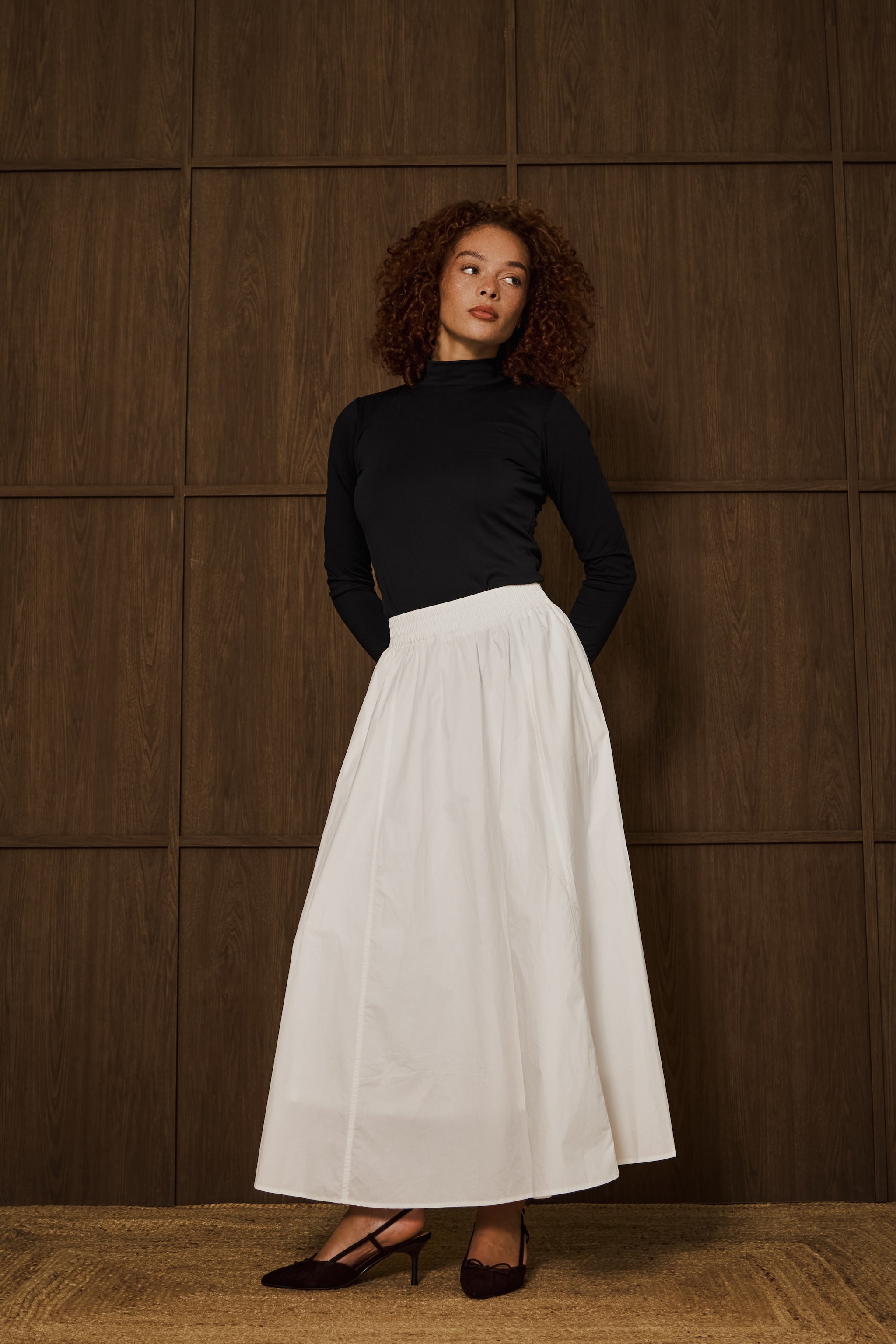 Off White Poplin Cotton Skirt