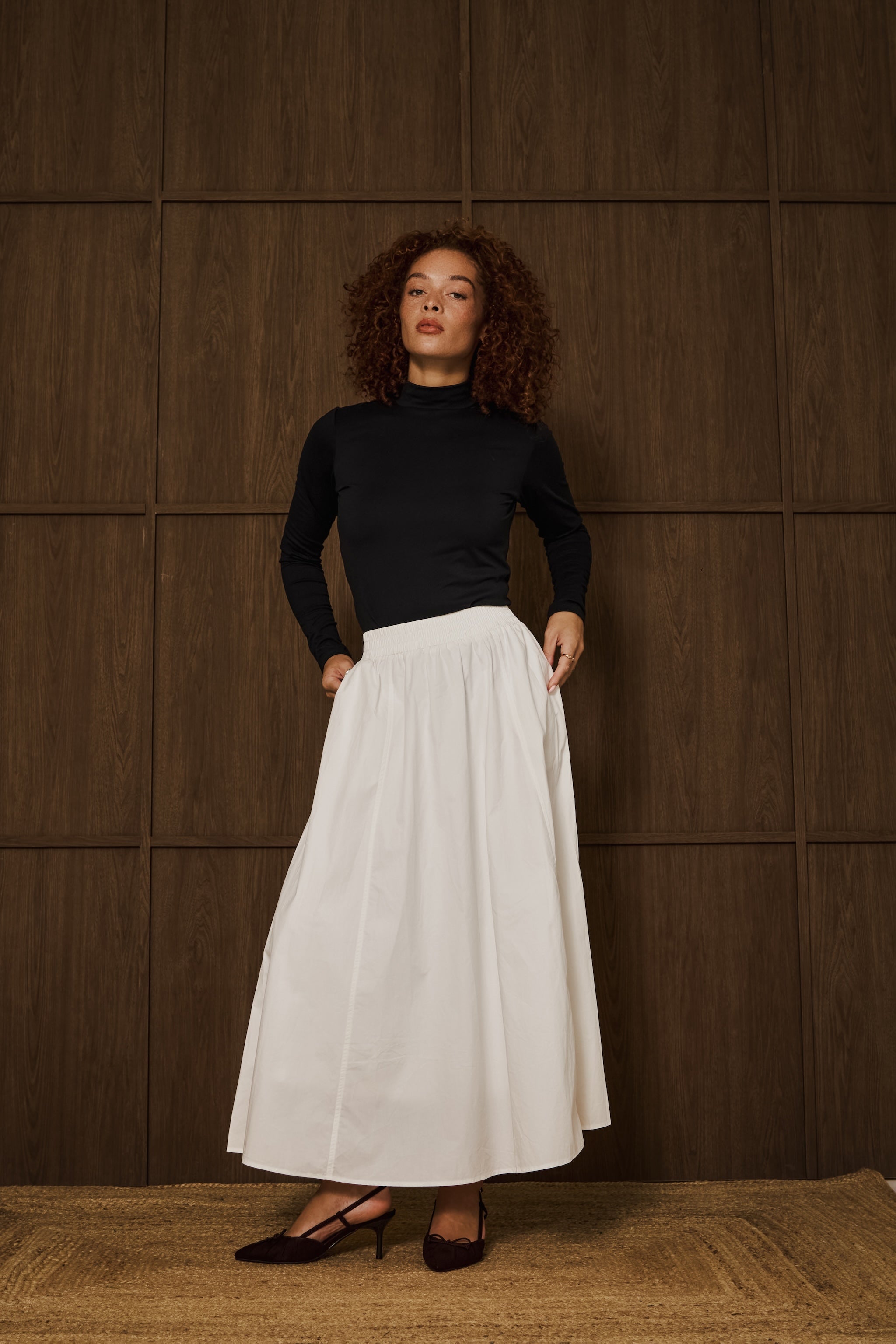 Off White Poplin Cotton Skirt