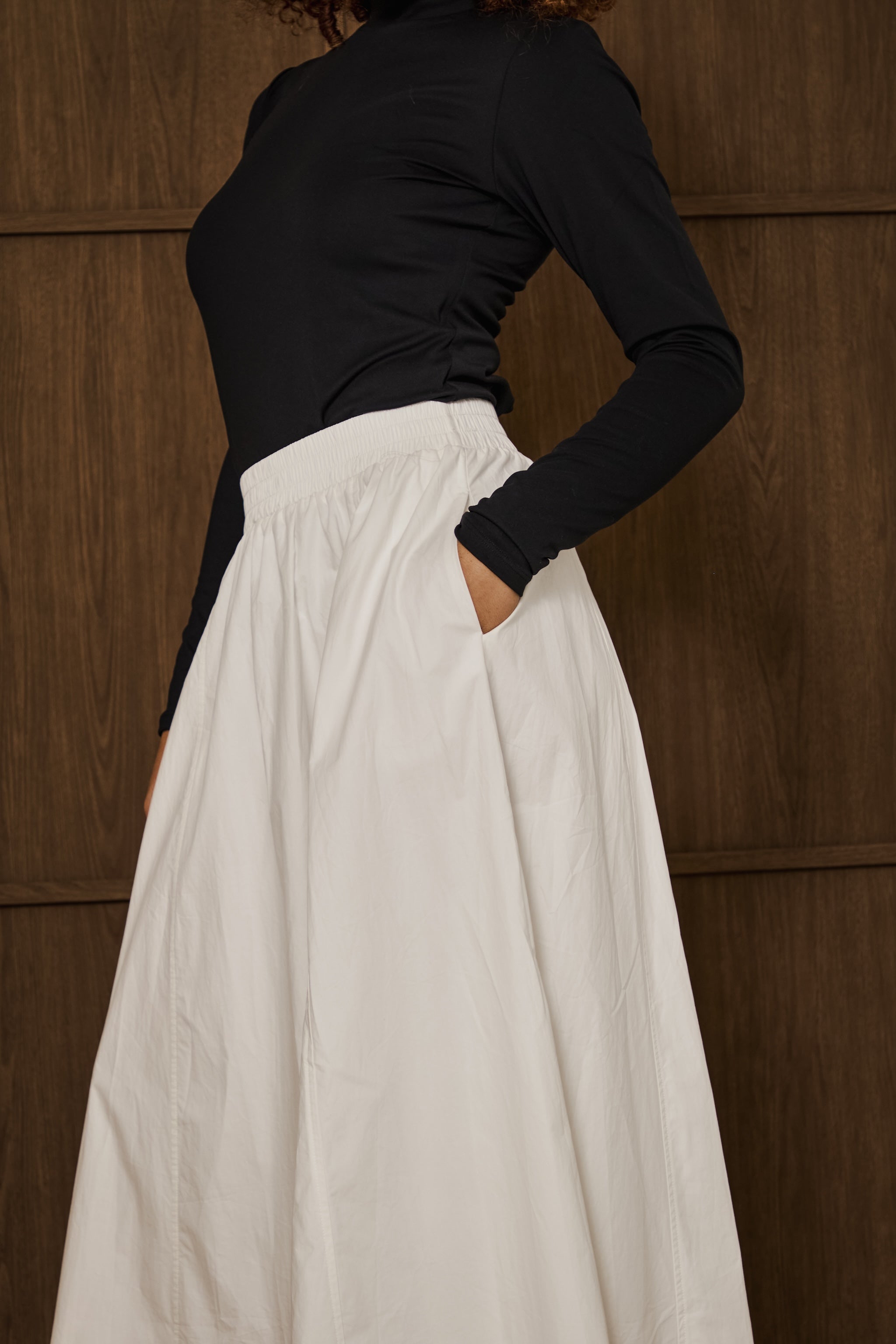 Off White Poplin Cotton Skirt