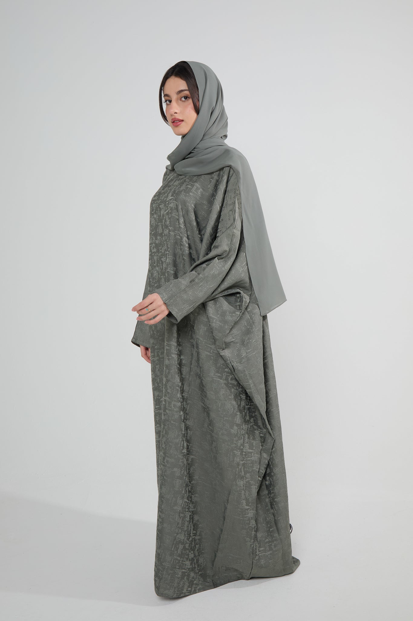 Moss Jacquard Luxé Butterfly Abaya