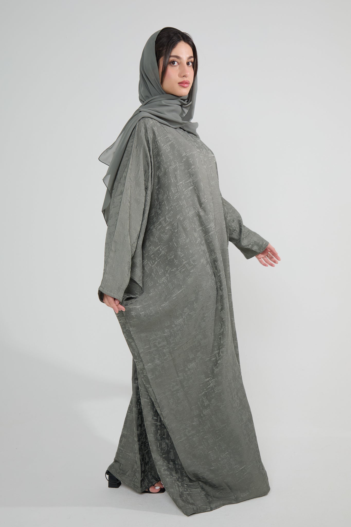 Moss Jacquard Luxé Butterfly Abaya