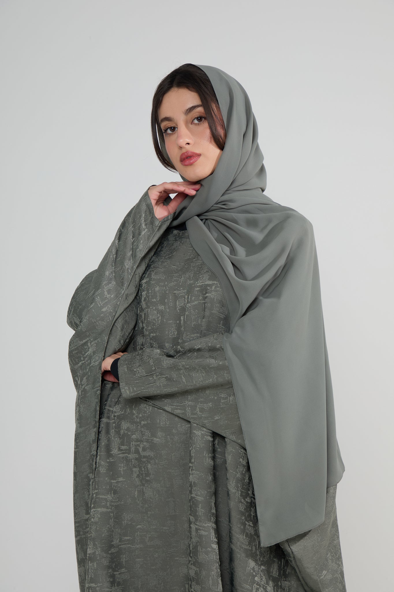 Moss Jacquard Luxé Butterfly Abaya