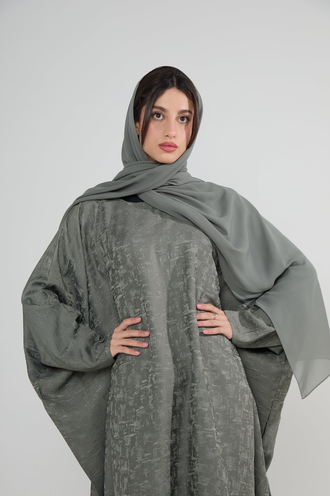 Moss Jacquard Luxé Butterfly Abaya