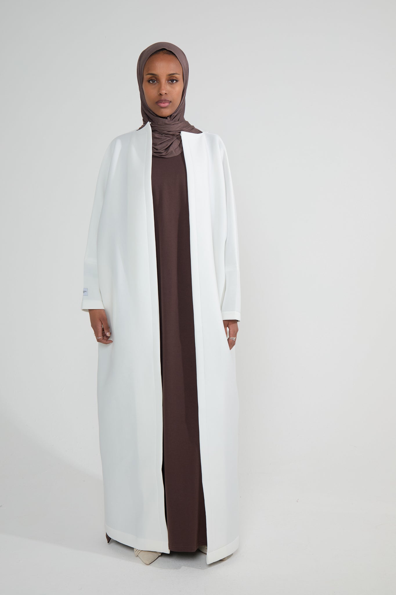 White Neoprene Abaya