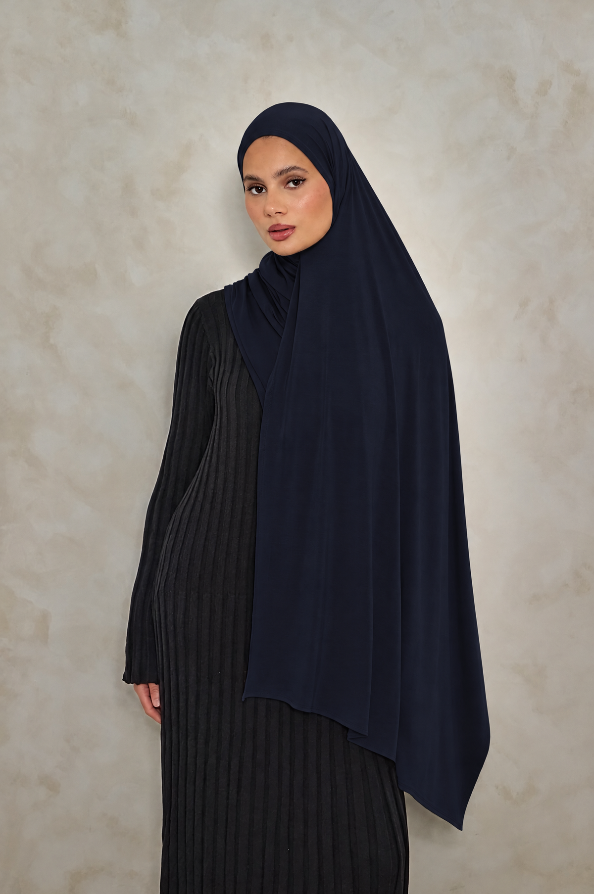 Navy Bamboo Jersey Hijab