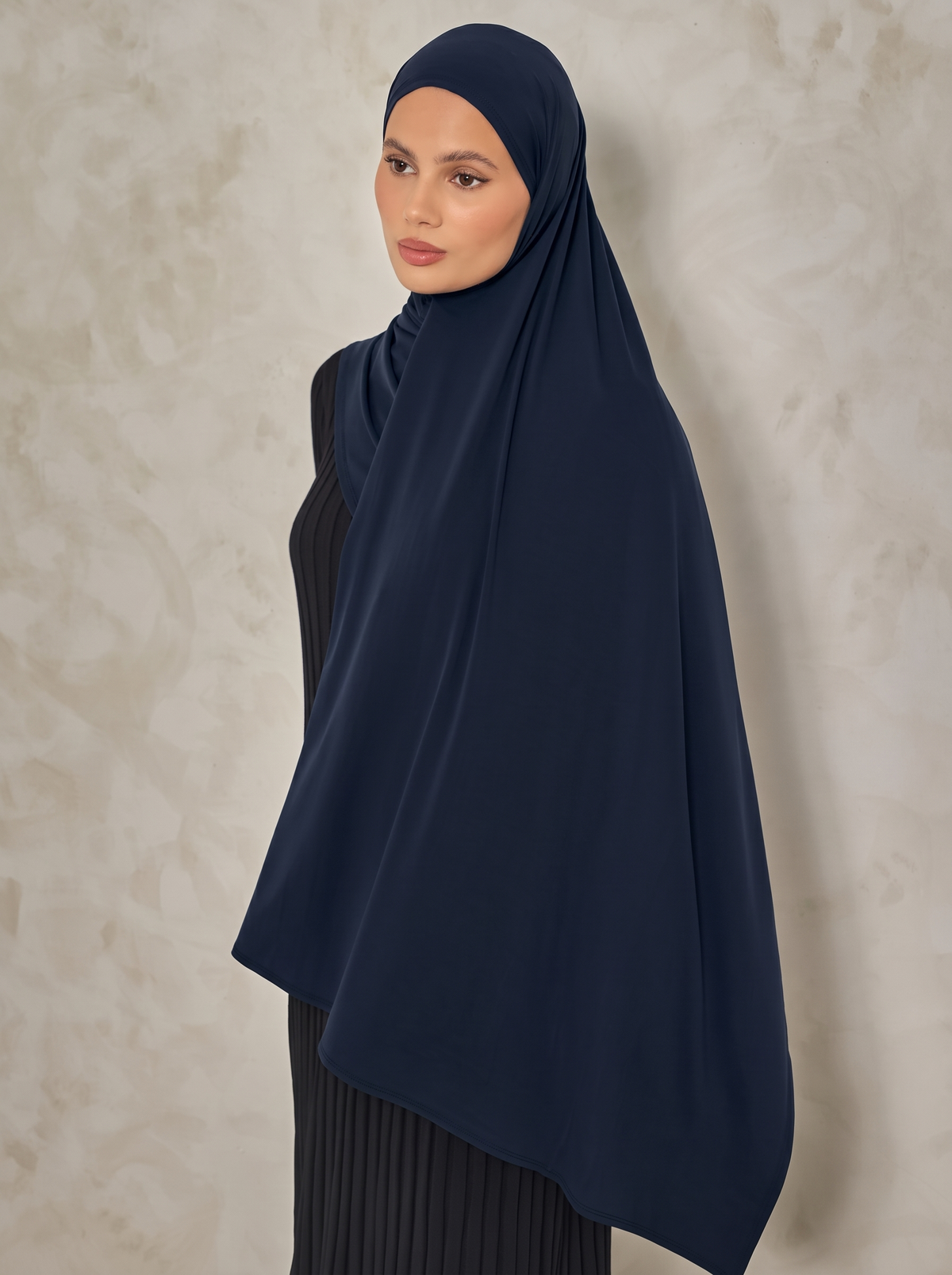 Navy Bamboo Jersey Hijab
