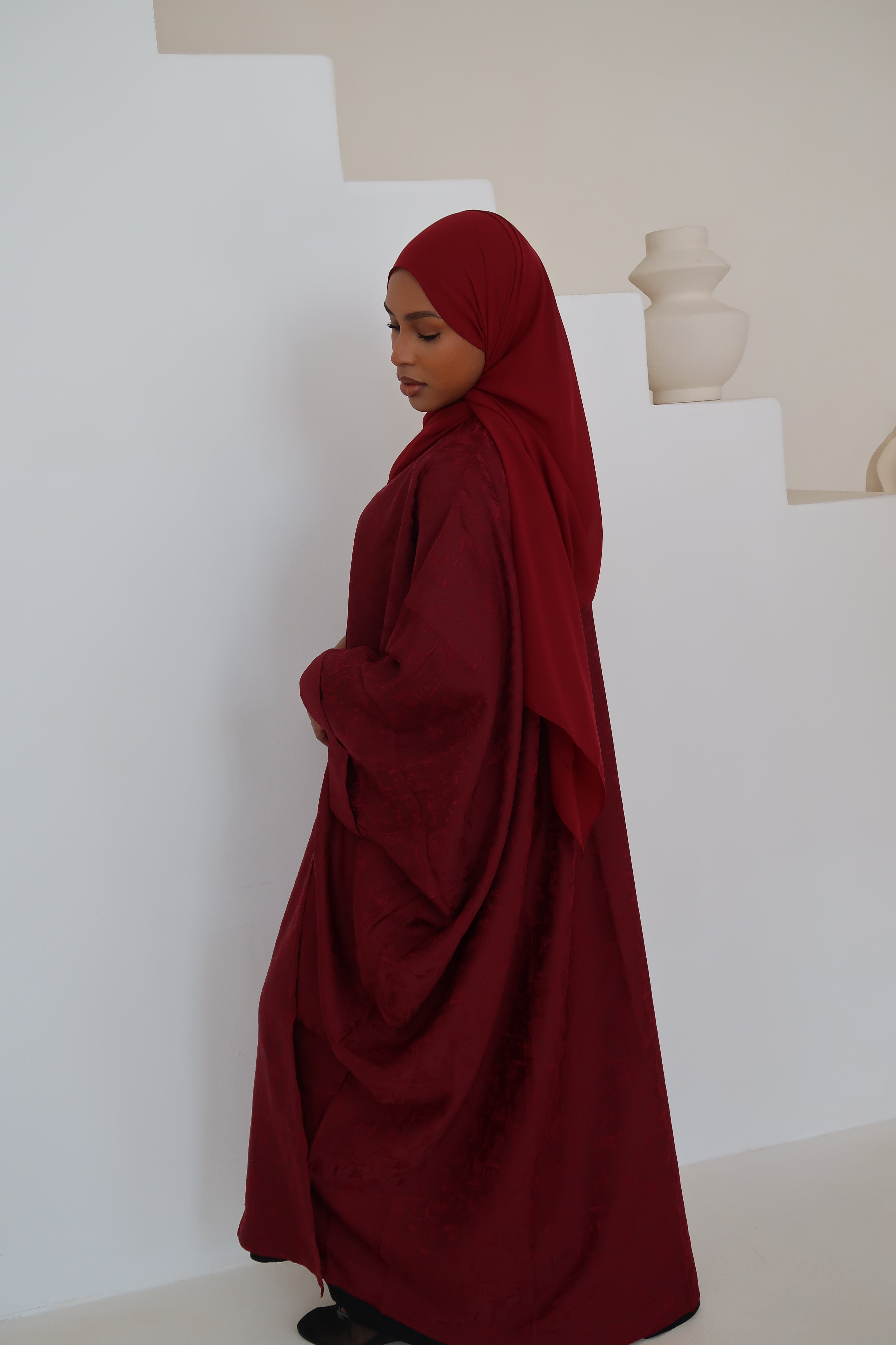 Ruby Jacquard Luxé Wrap Abaya