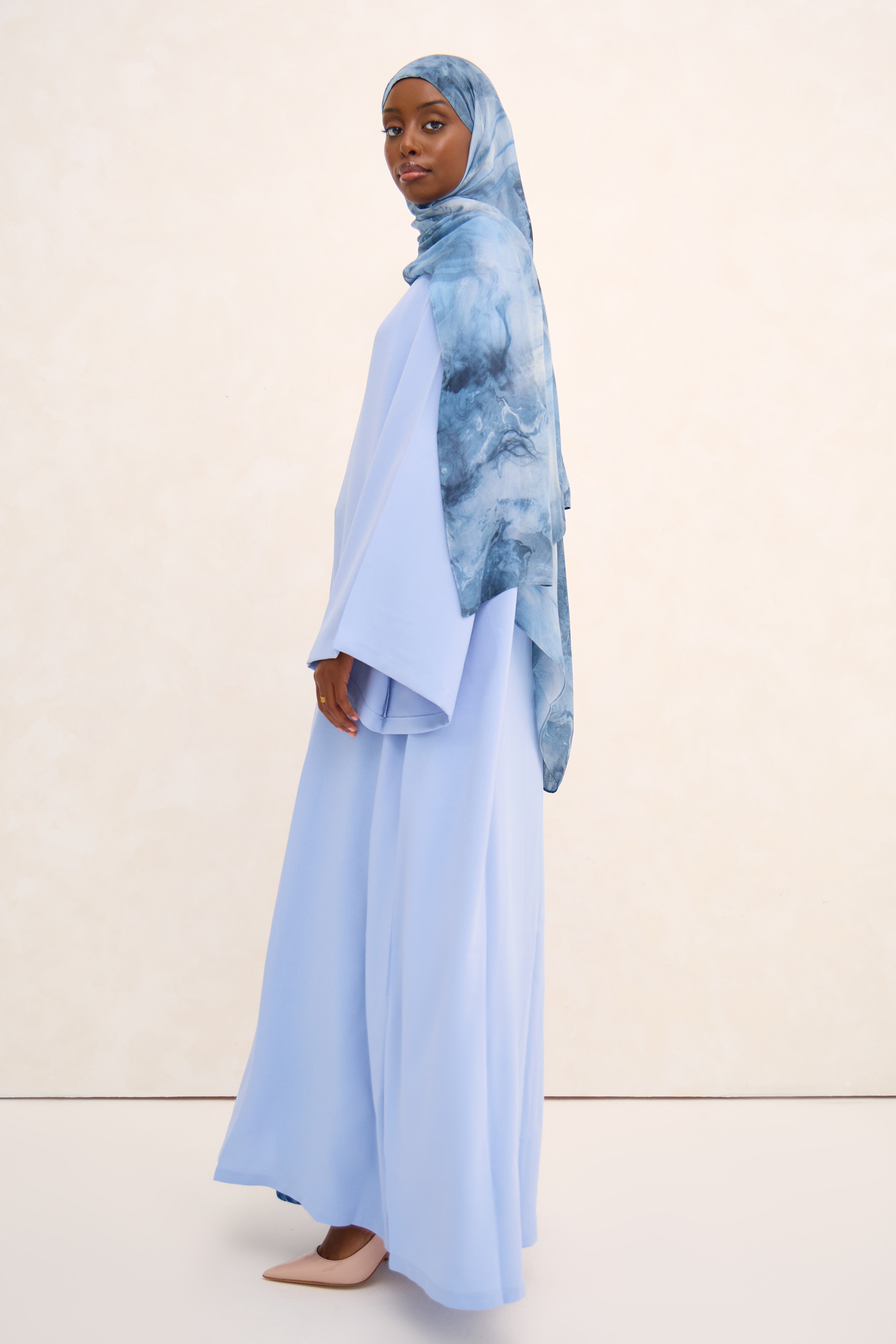 Pastel Blue Spanish Sleeve Abaya