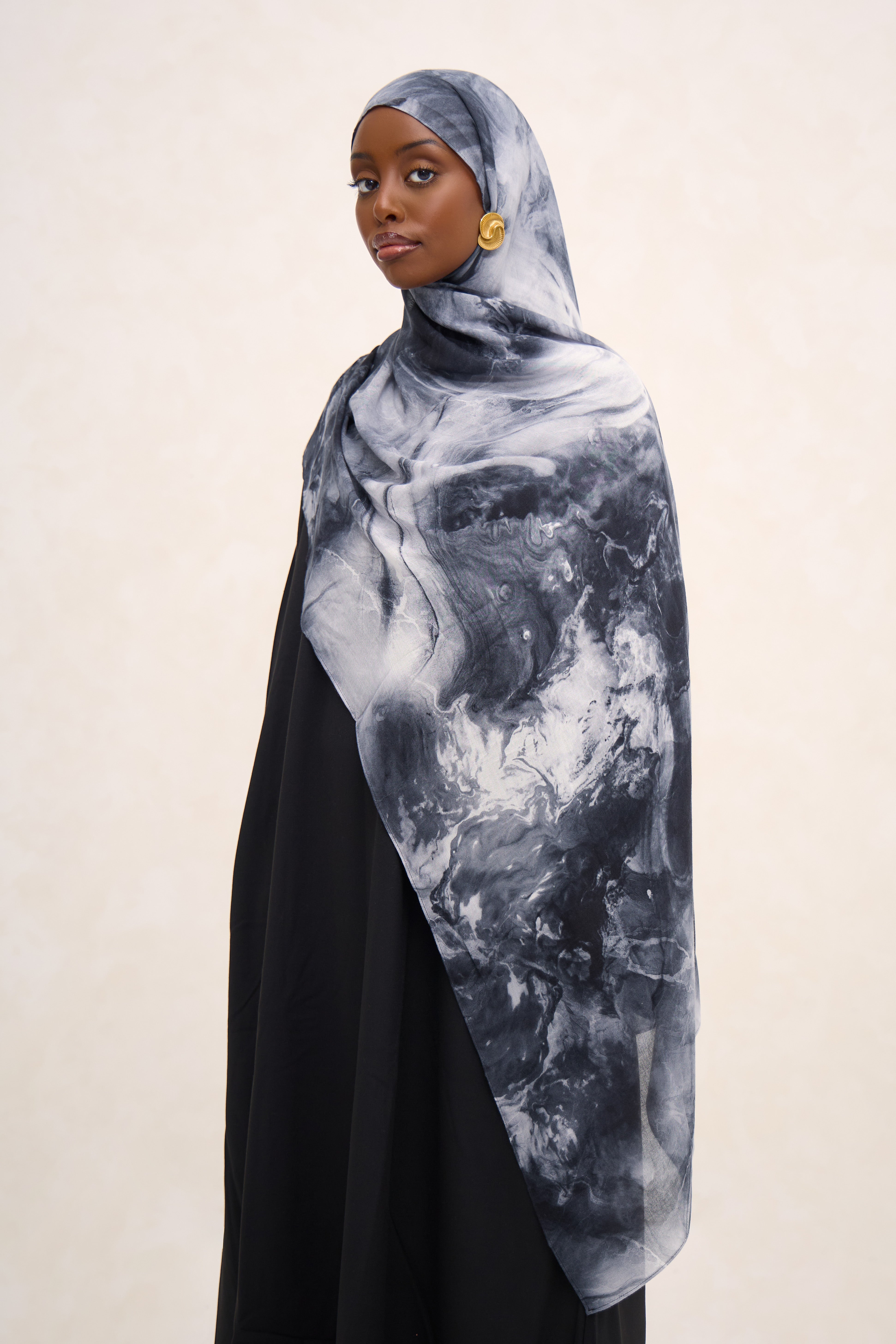 Smoke Black Marble Modal Hijab