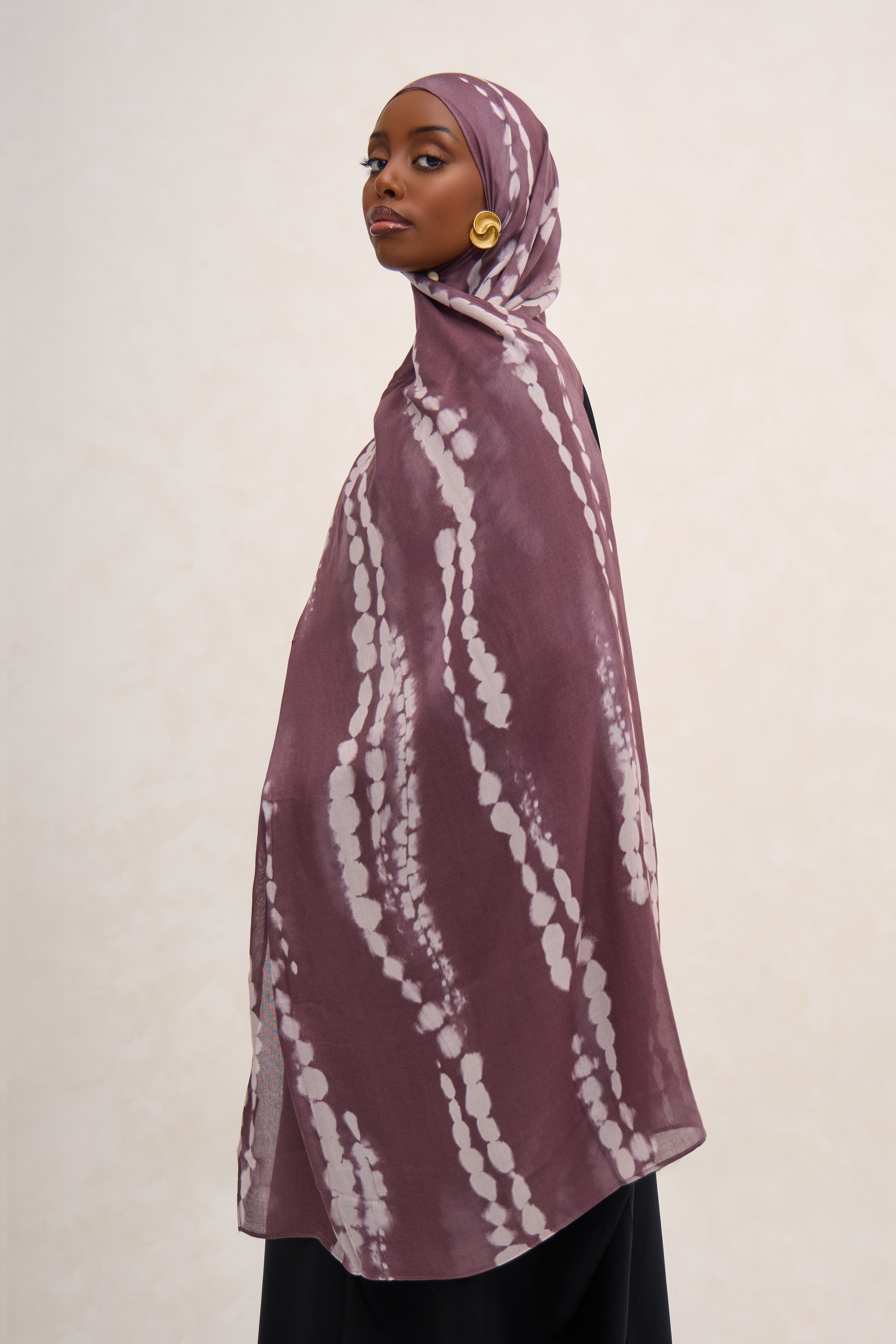Brown Printed Shibori Modal Hijab