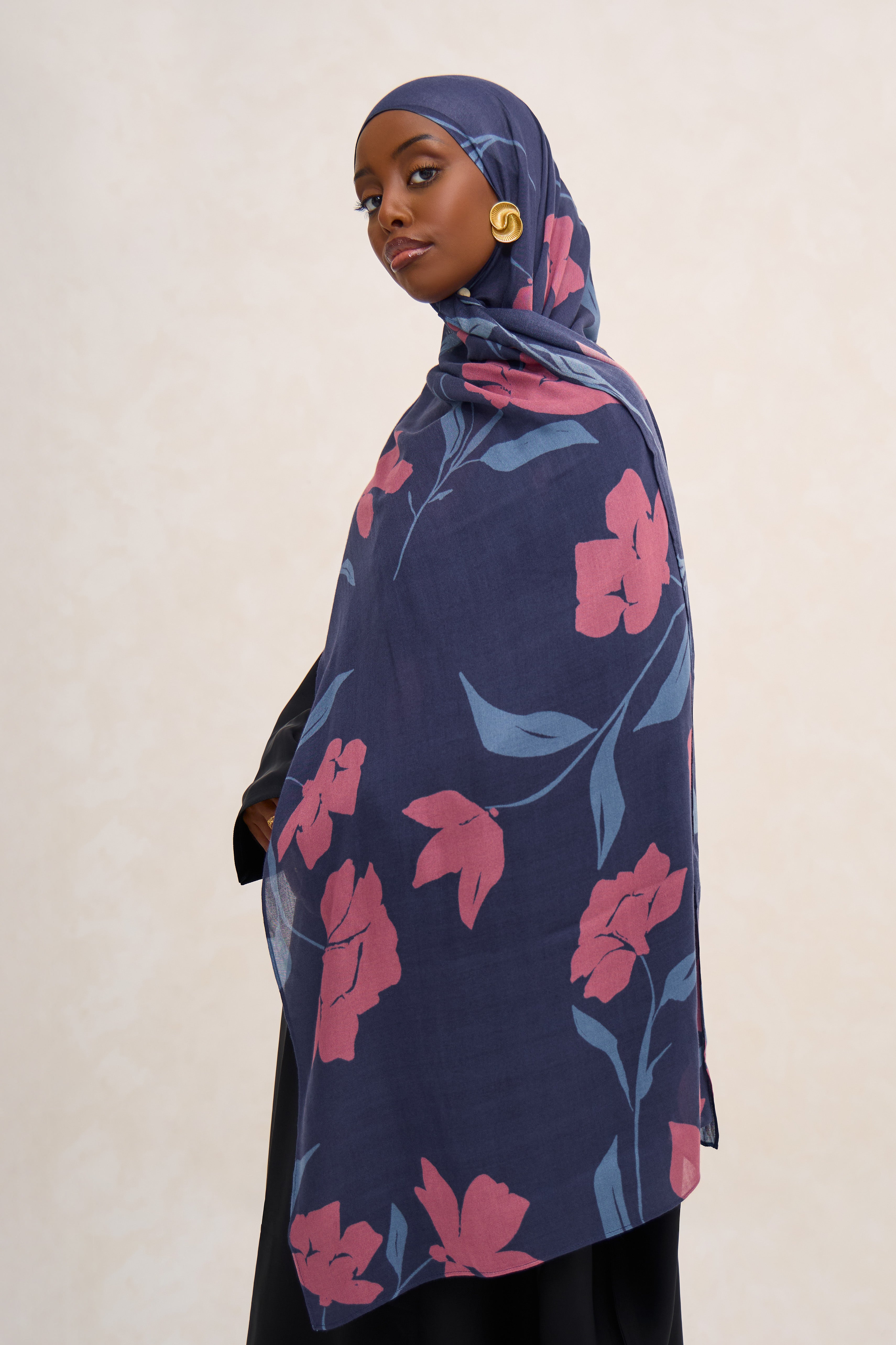 Velvet Rose Printed Floral Modal Hijab
