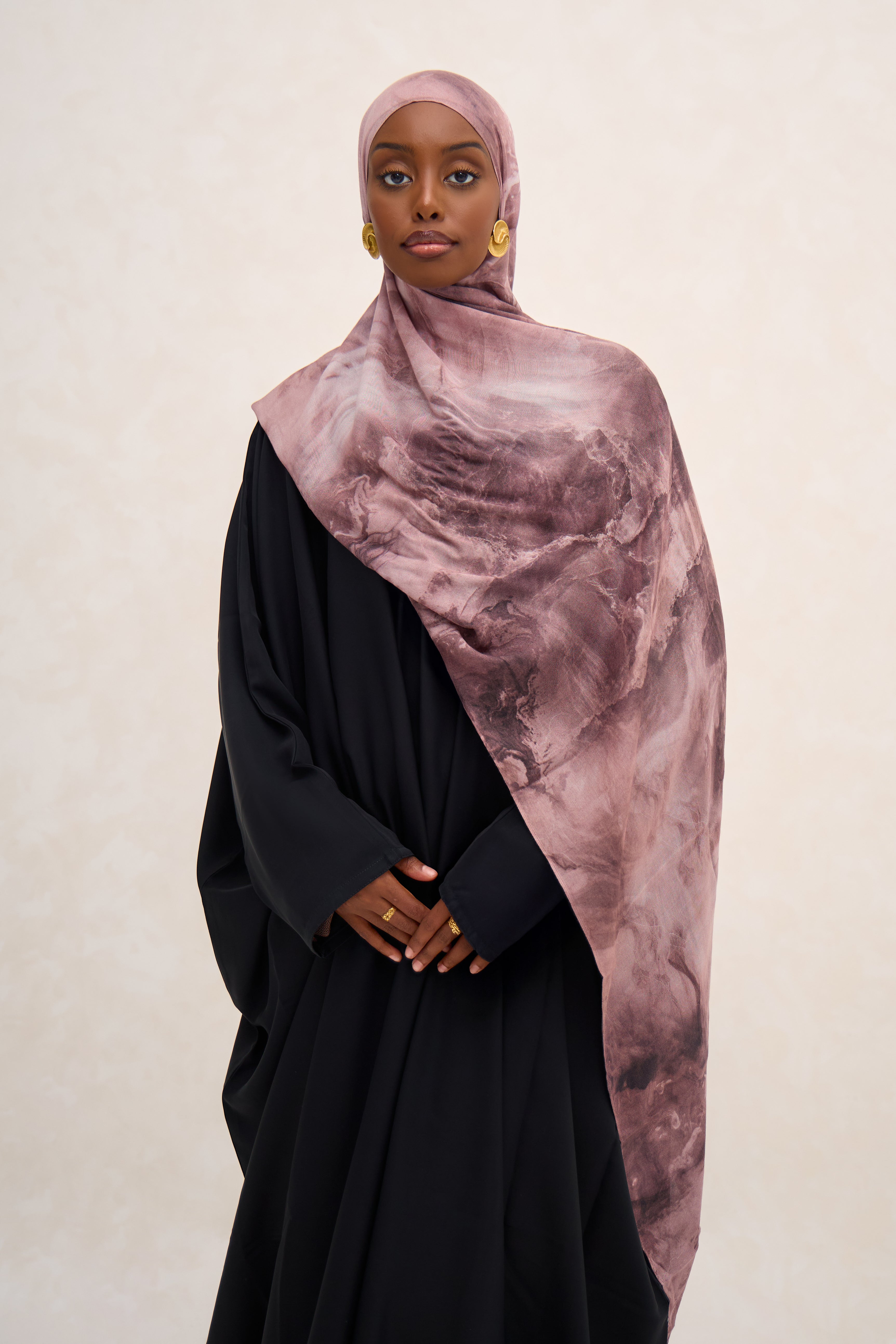 Brown Printed Marble Modal Hijab