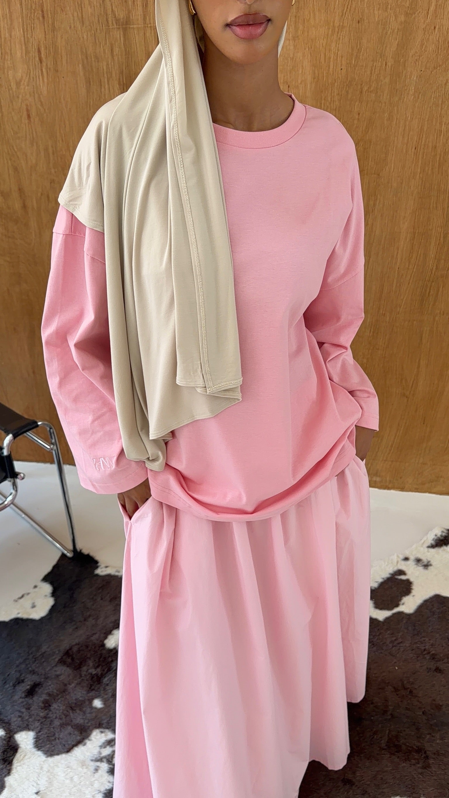 Pink Poplin Cotton Skirt