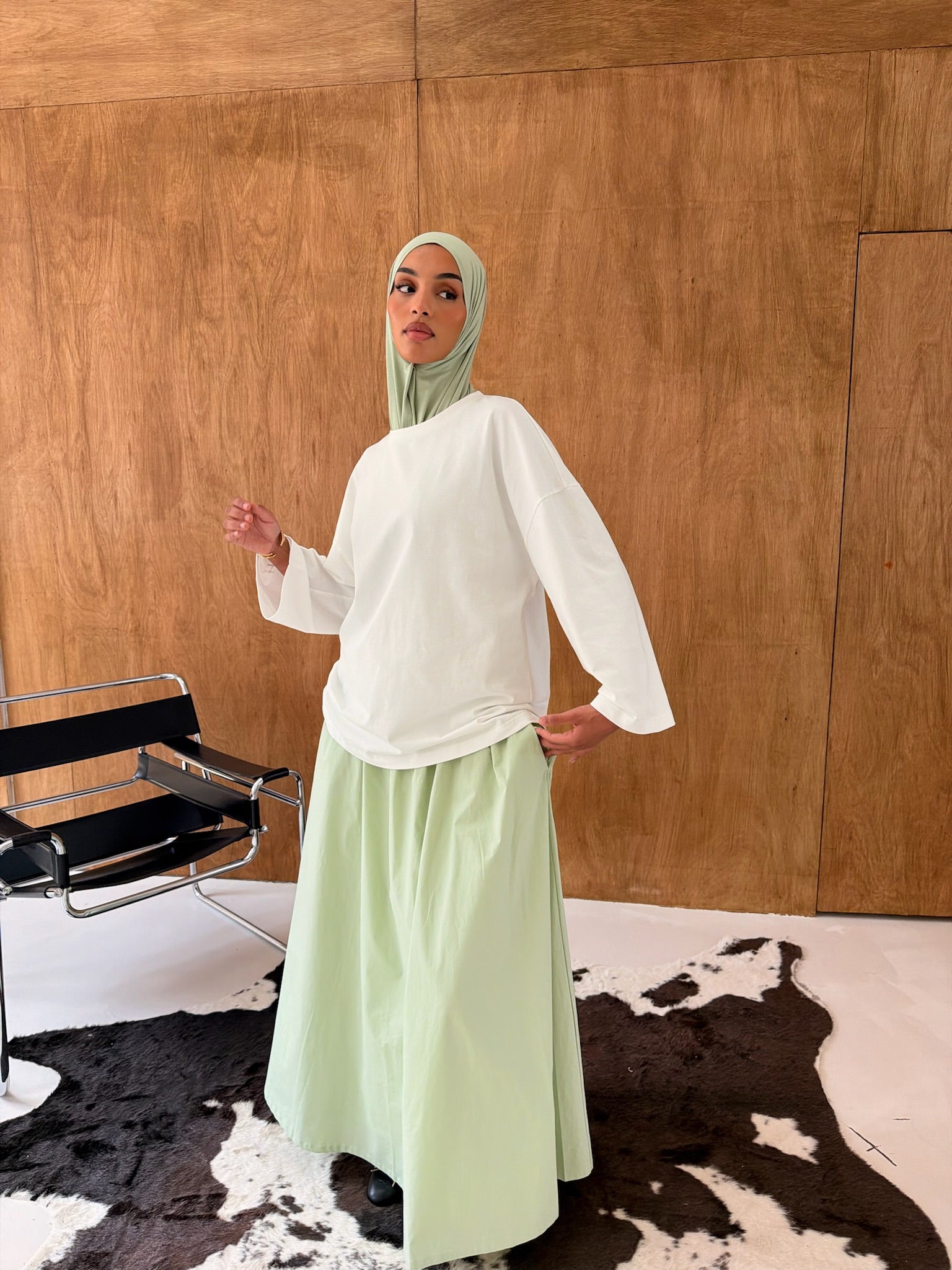 Mint Poplin Cotton Skirt