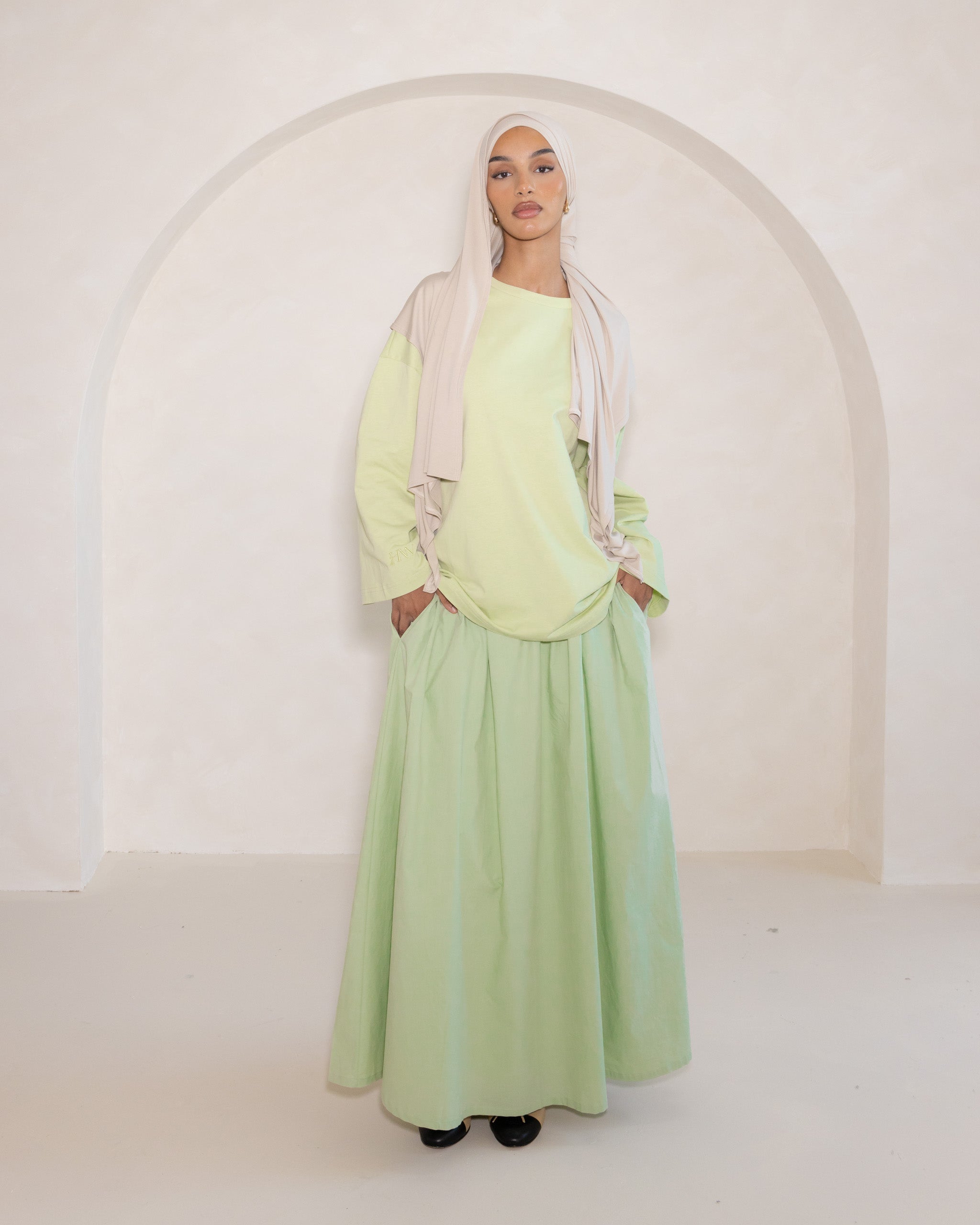 Mint Poplin Cotton Skirt